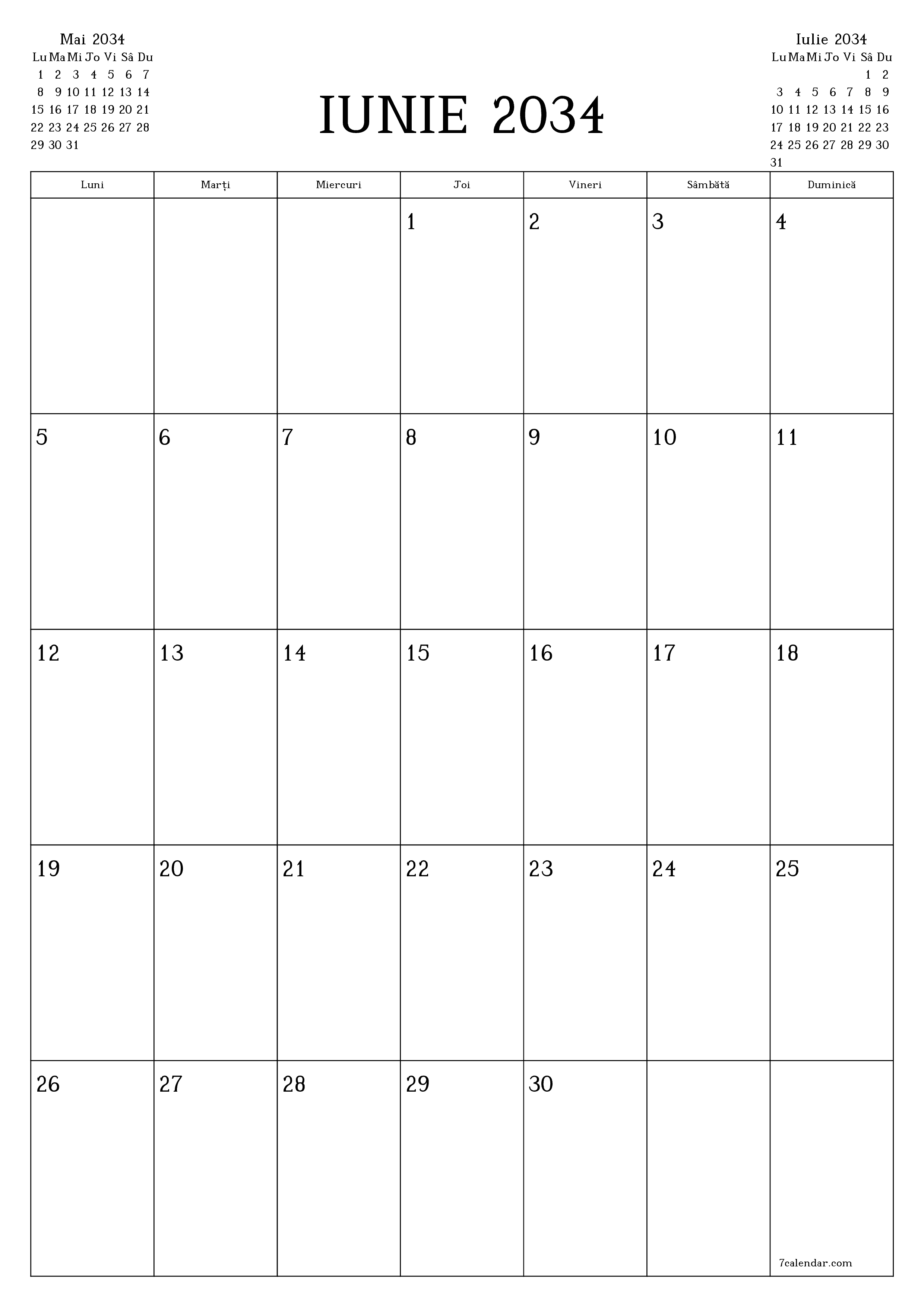  imprimabil de perete șablon de gratuitvertical Lunar planificator calendar Iunie (Iun) 2034