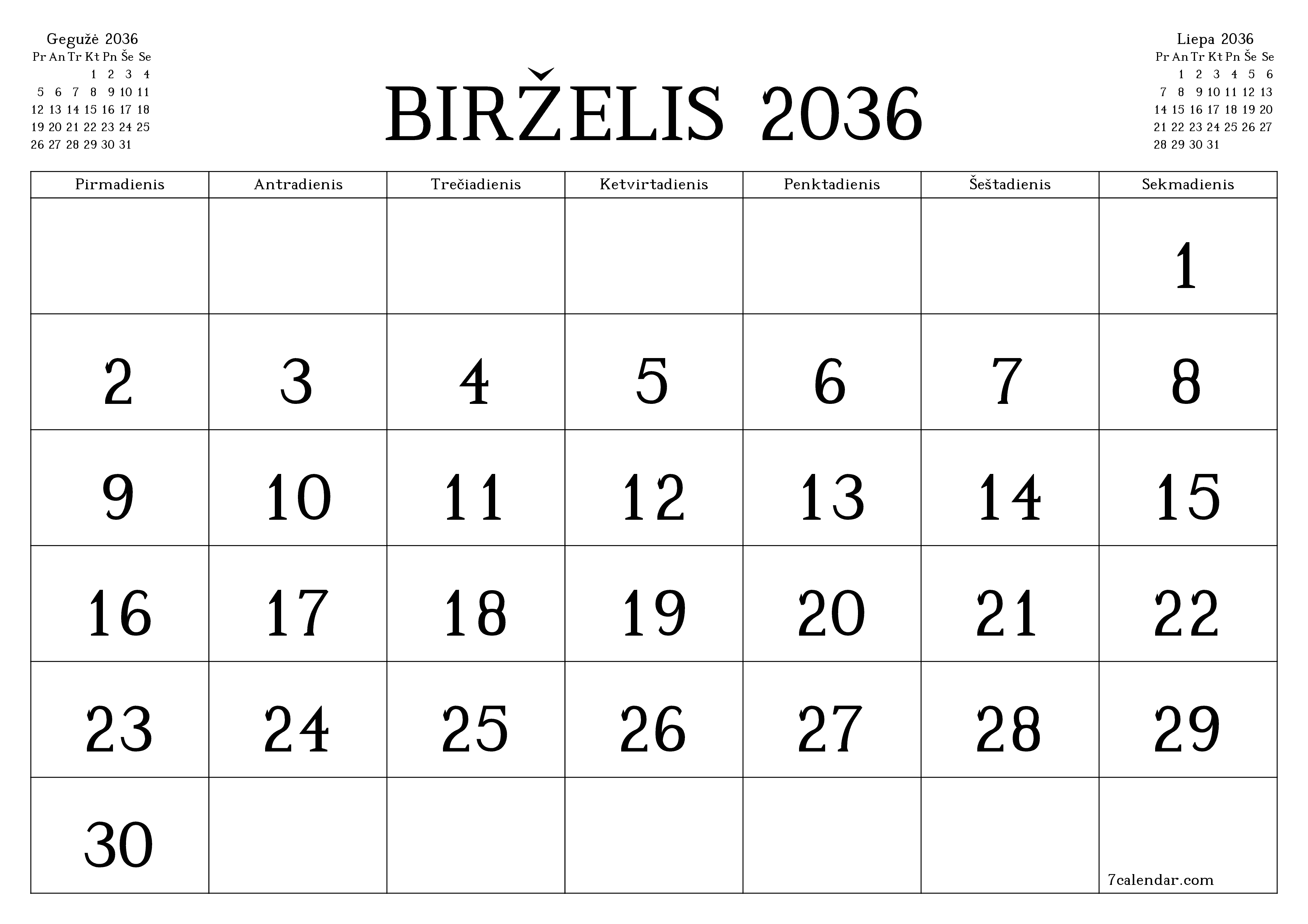 Ištuštinti mėnesio Birželis 2036 mėnesio planavimo priemonę su užrašais, išsaugoti ir atsispausdinti PDF formate PNG Lithuanian