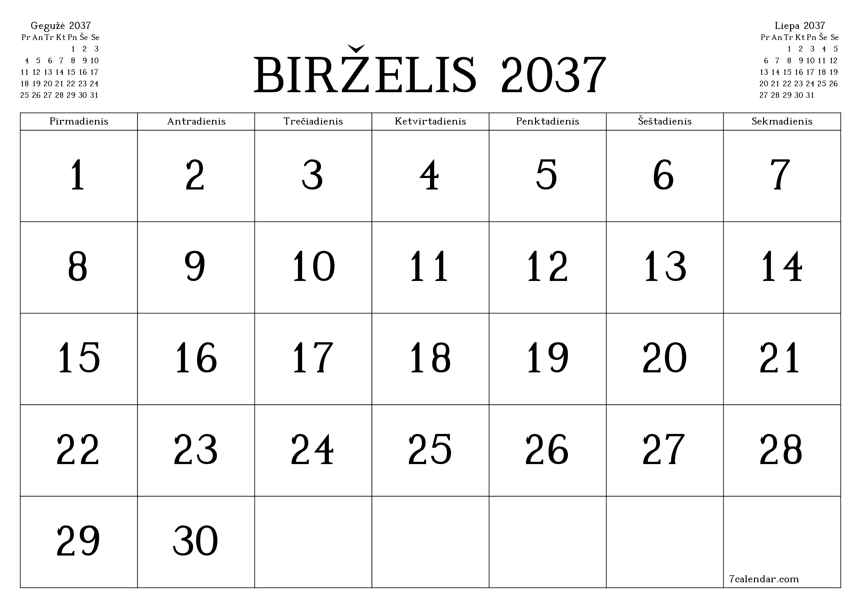 Ištuštinti mėnesio Birželis 2037 mėnesio planavimo priemonę su užrašais, išsaugoti ir atsispausdinti PDF formate PNG Lithuanian