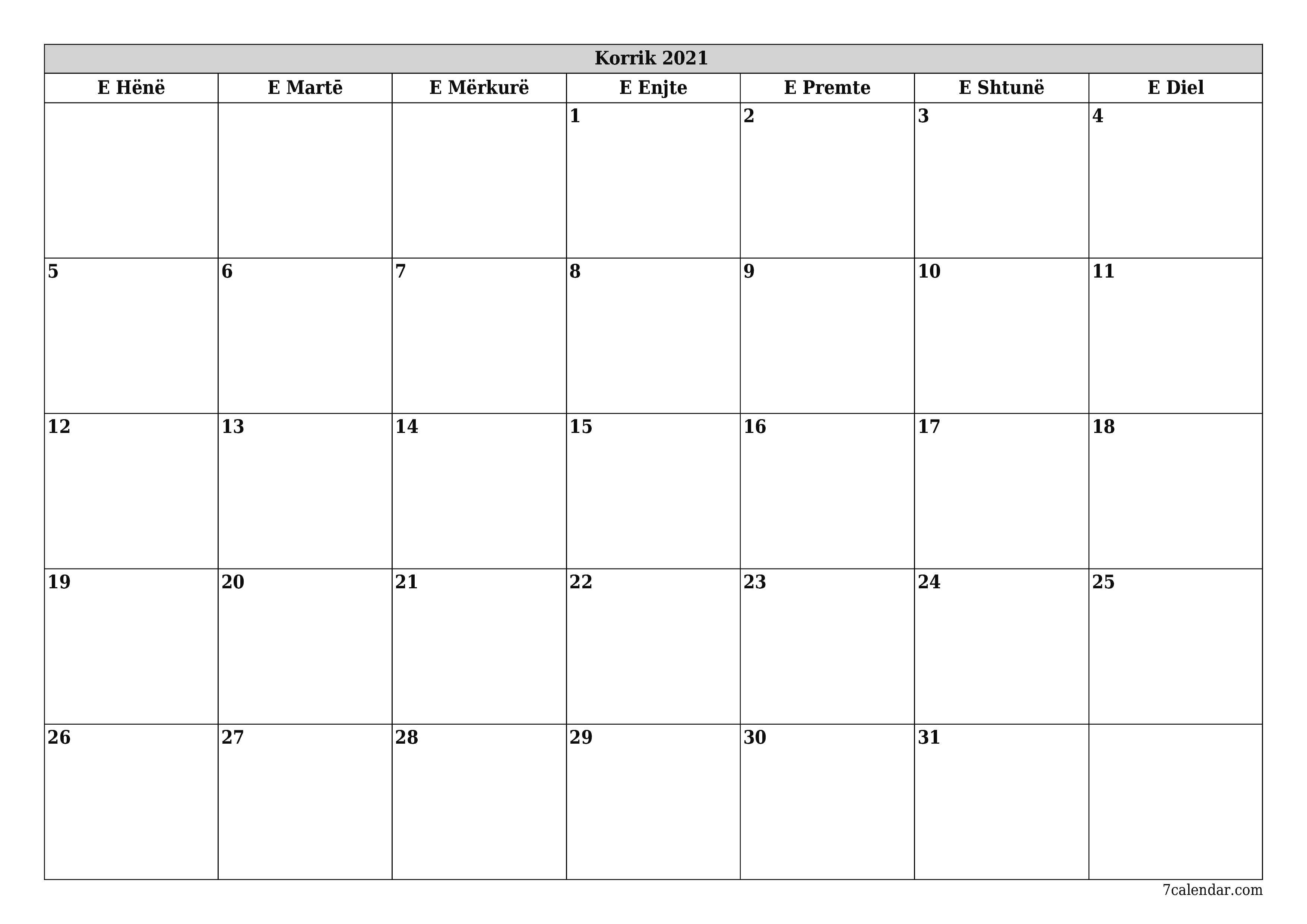 Planifikuesi i zbrazët i kalendarit mujor për muajin Korrik 2021 me shënime të ruajtura dhe të printuara në PDF PNG Albanian