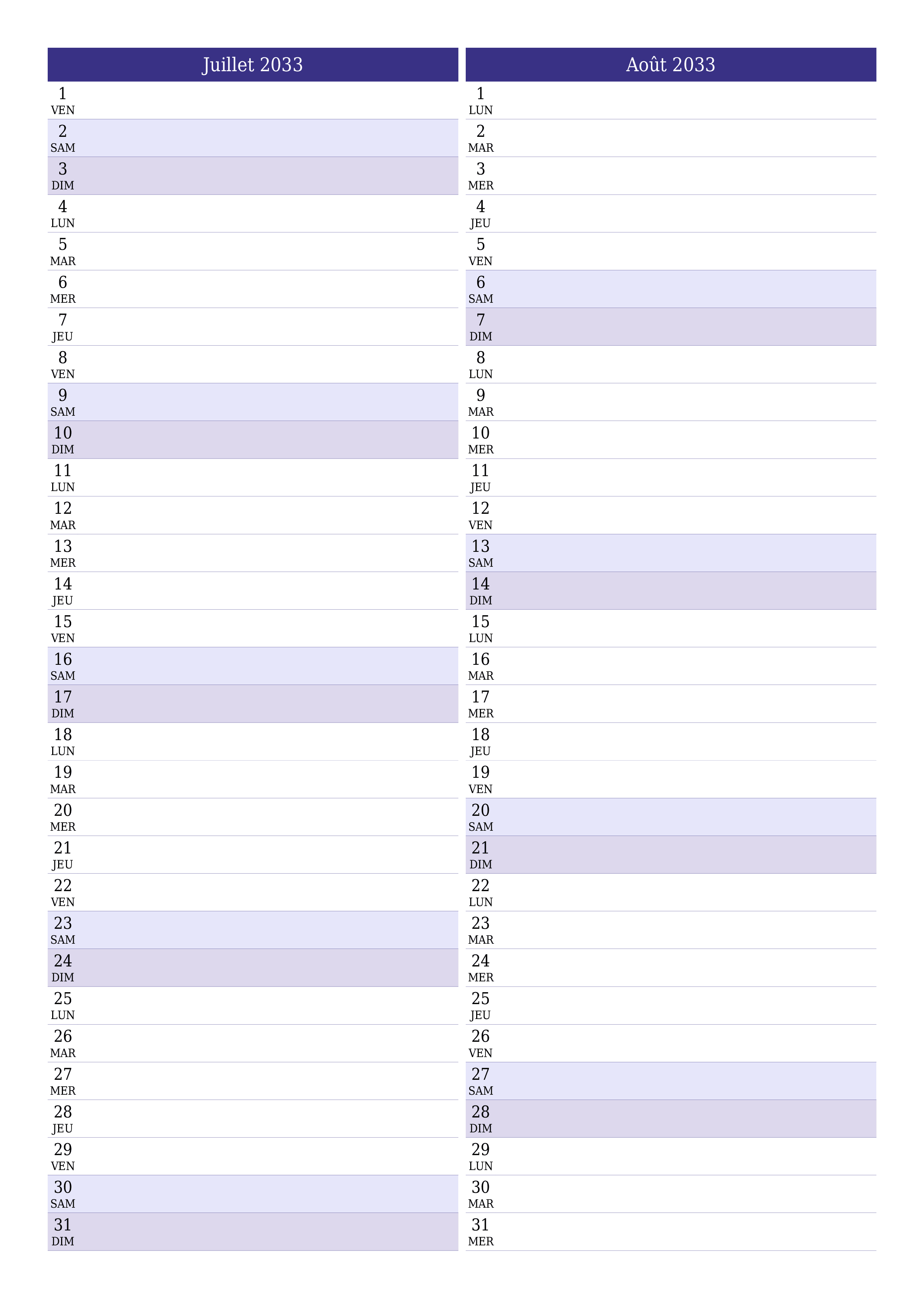  imprimable mural modèle de gratuitverticale Mensuel planificateur calendrier Juillet (Jul) 2033