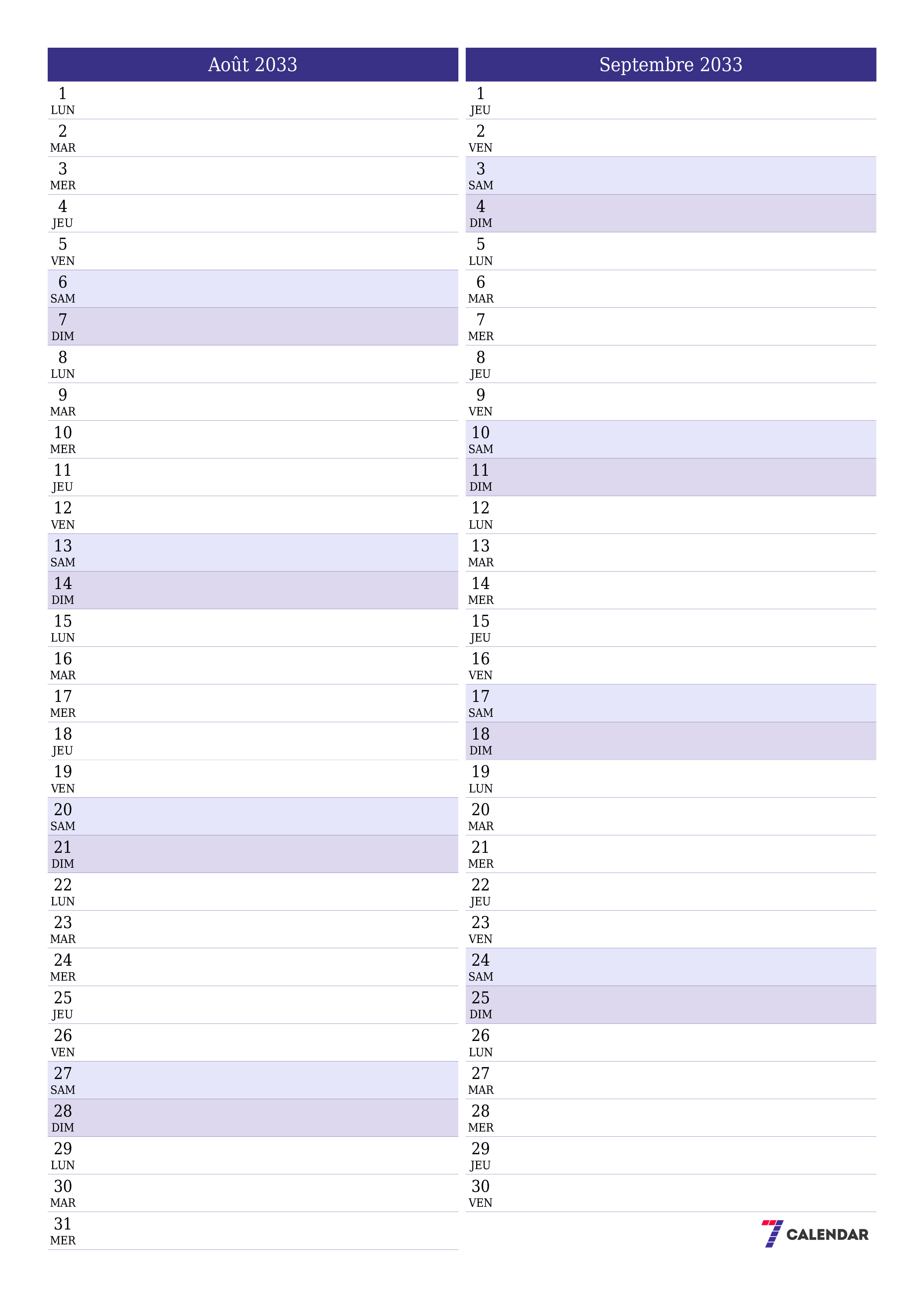  imprimable mural modèle de gratuitverticale Mensuel planificateur calendrier Août (Aou) 2033
