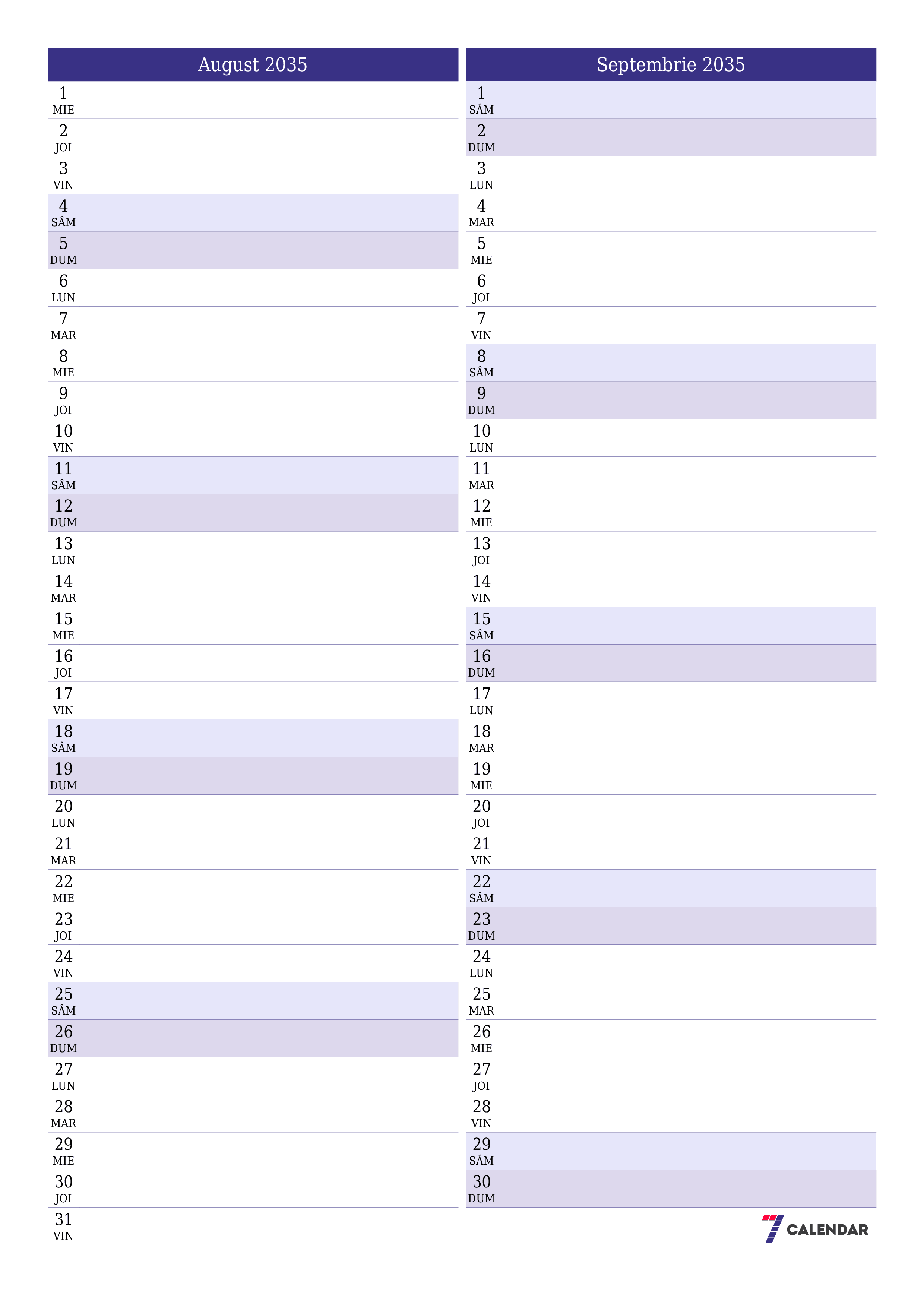  imprimabil de perete șablon de gratuitvertical Lunar planificator calendar August (Aug) 2035