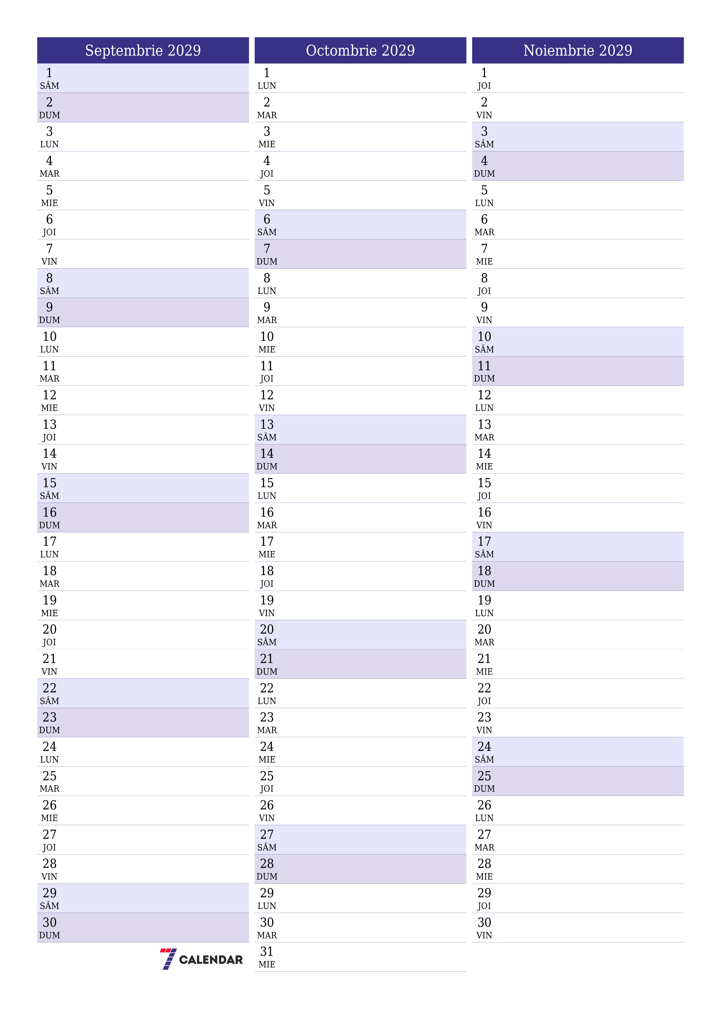  imprimabil de perete șablon de gratuitvertical Lunar planificator calendar Septembrie (Sep) 2029