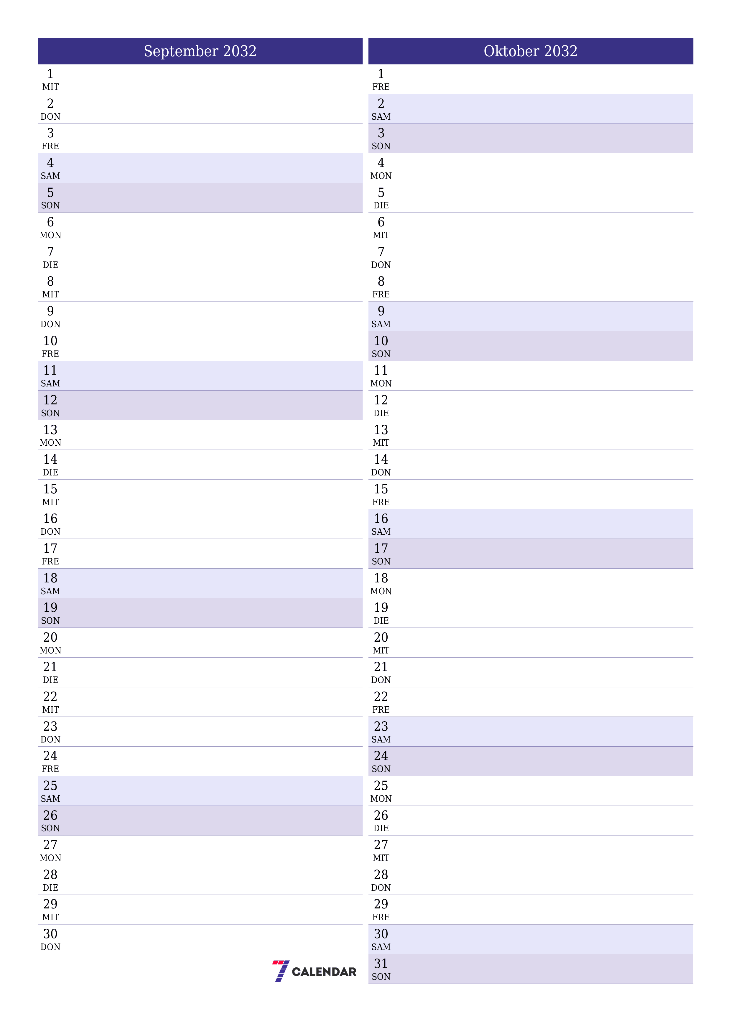  zum Ausdrucken Wandkalender vorlage kostenloser vertikal Monatlich Planer Kalender September (Sep) 2032
