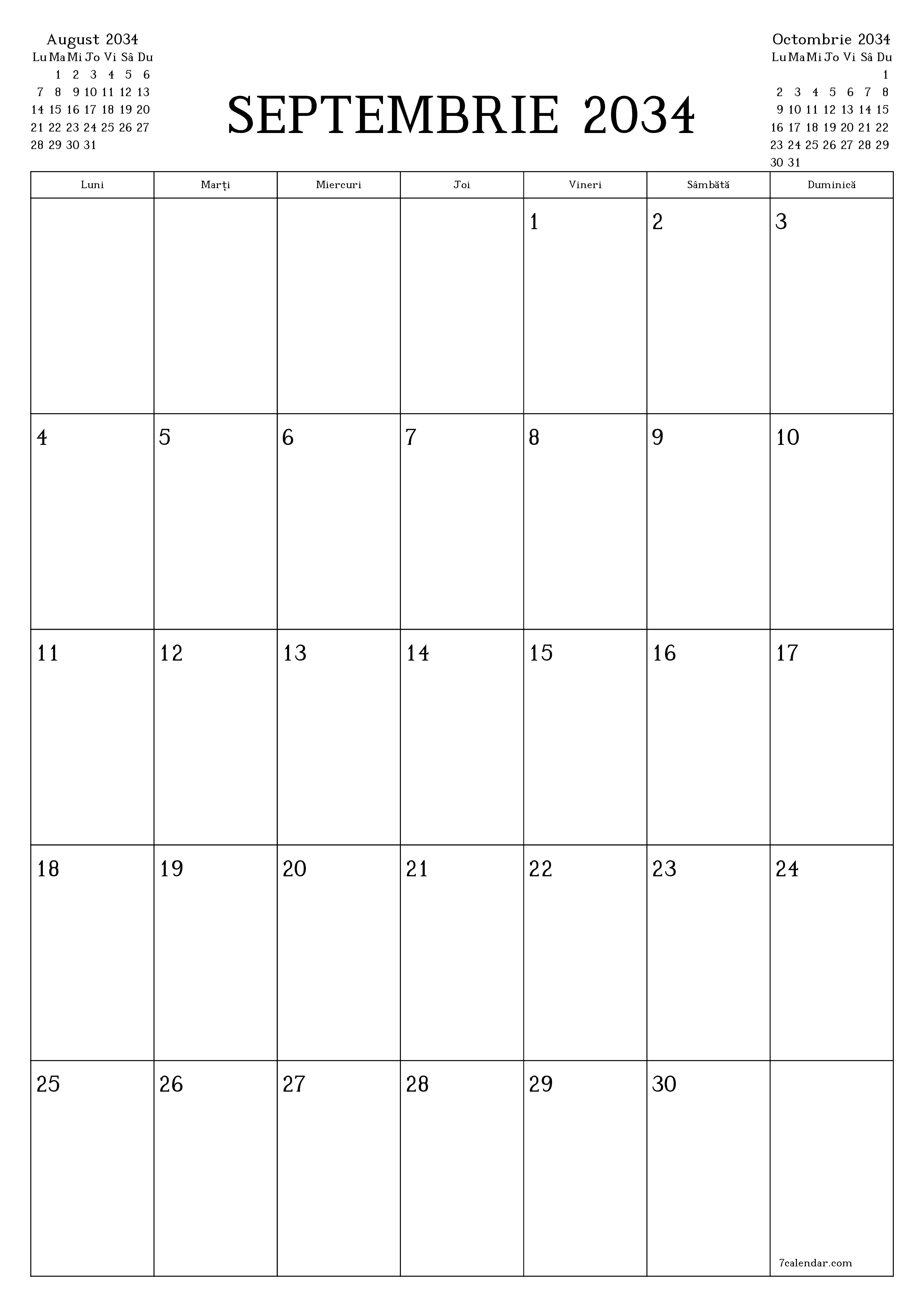  imprimabil de perete șablon de gratuitvertical Lunar planificator calendar Septembrie (Sep) 2034