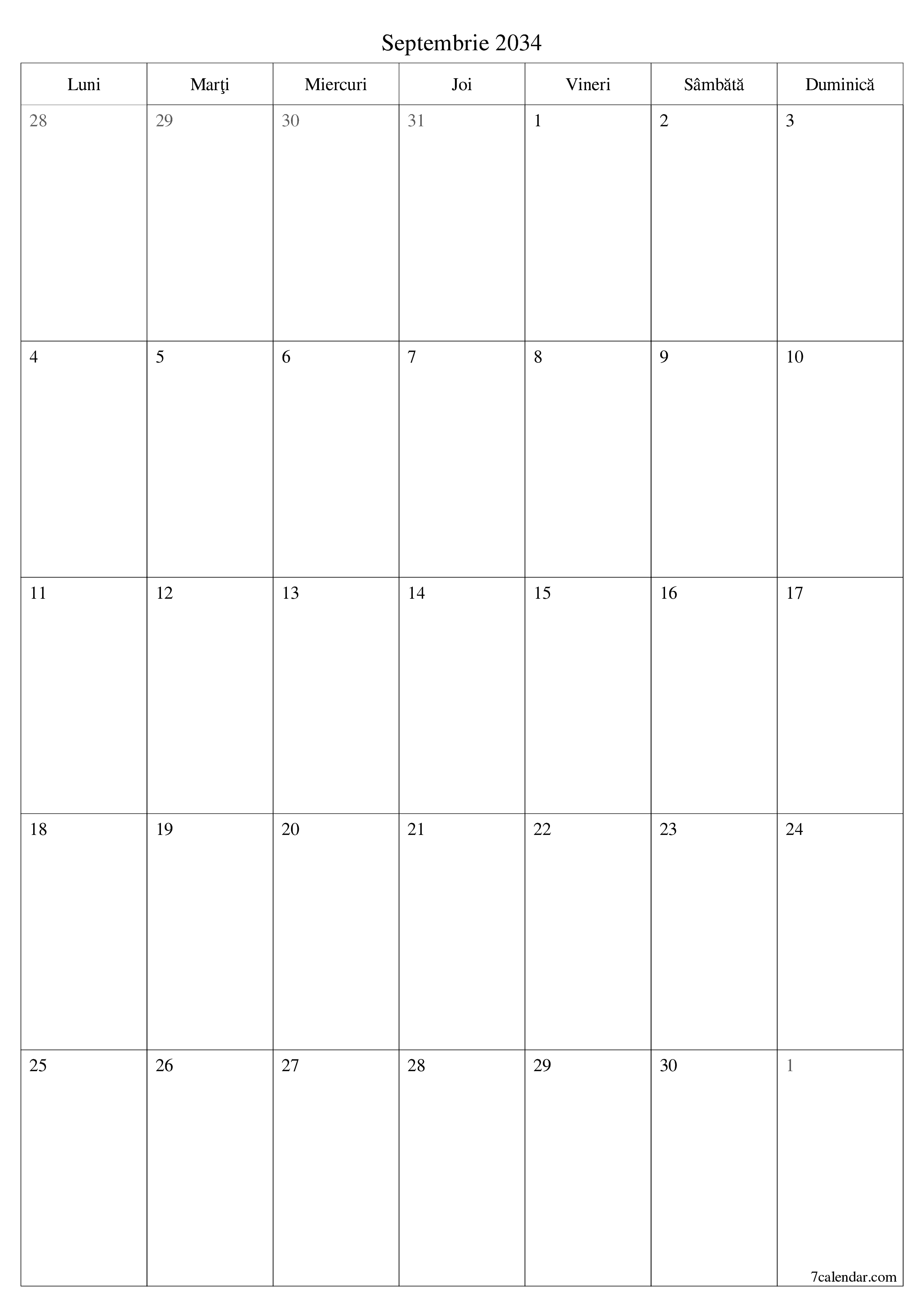  imprimabil de perete șablon de gratuitvertical Lunar planificator calendar Septembrie (Sep) 2034