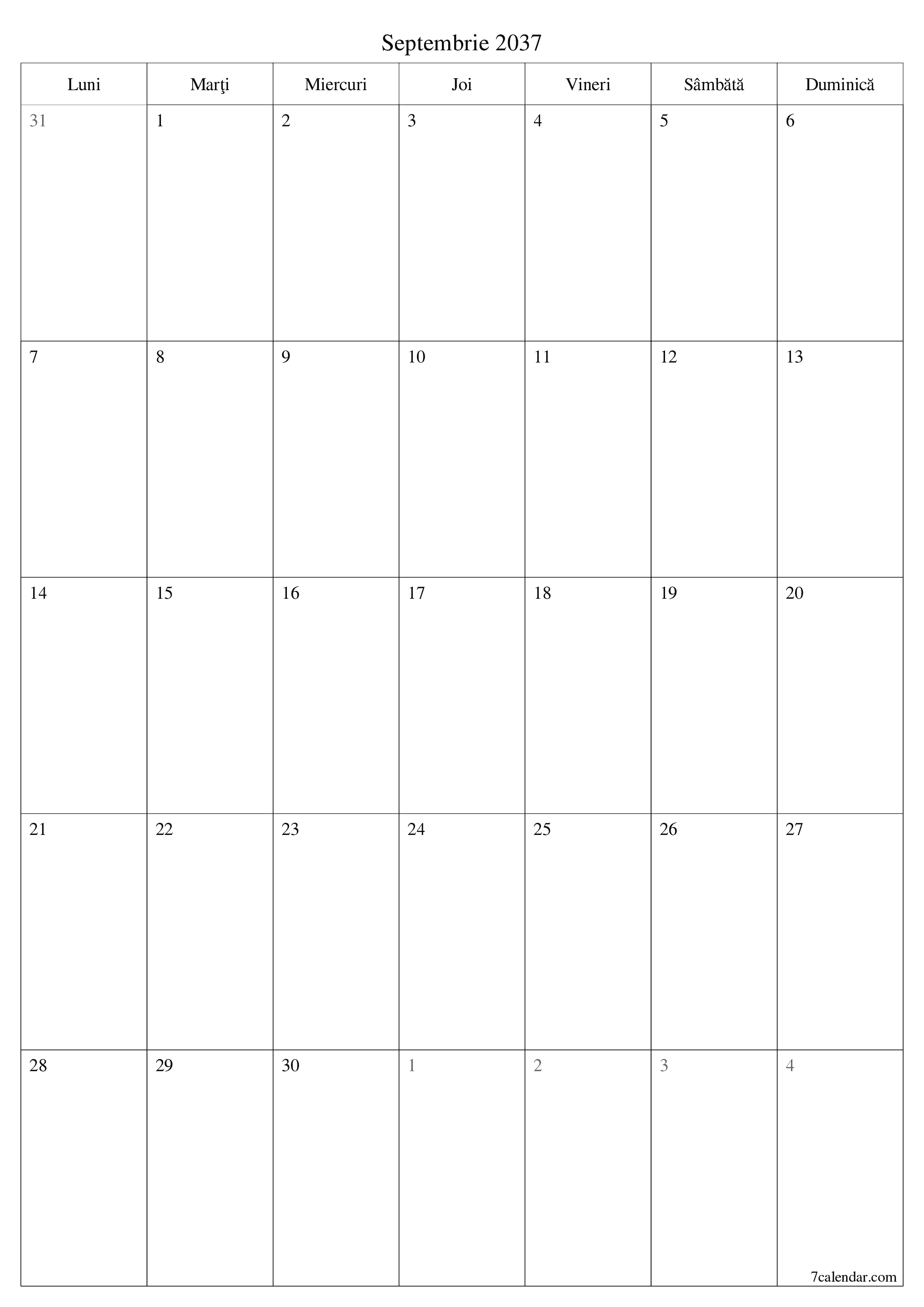  imprimabil de perete șablon de gratuitvertical Lunar planificator calendar Septembrie (Sep) 2037
