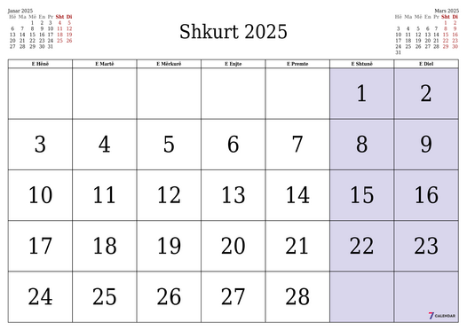 Shkurt 2025 mujore — horizontale Large
