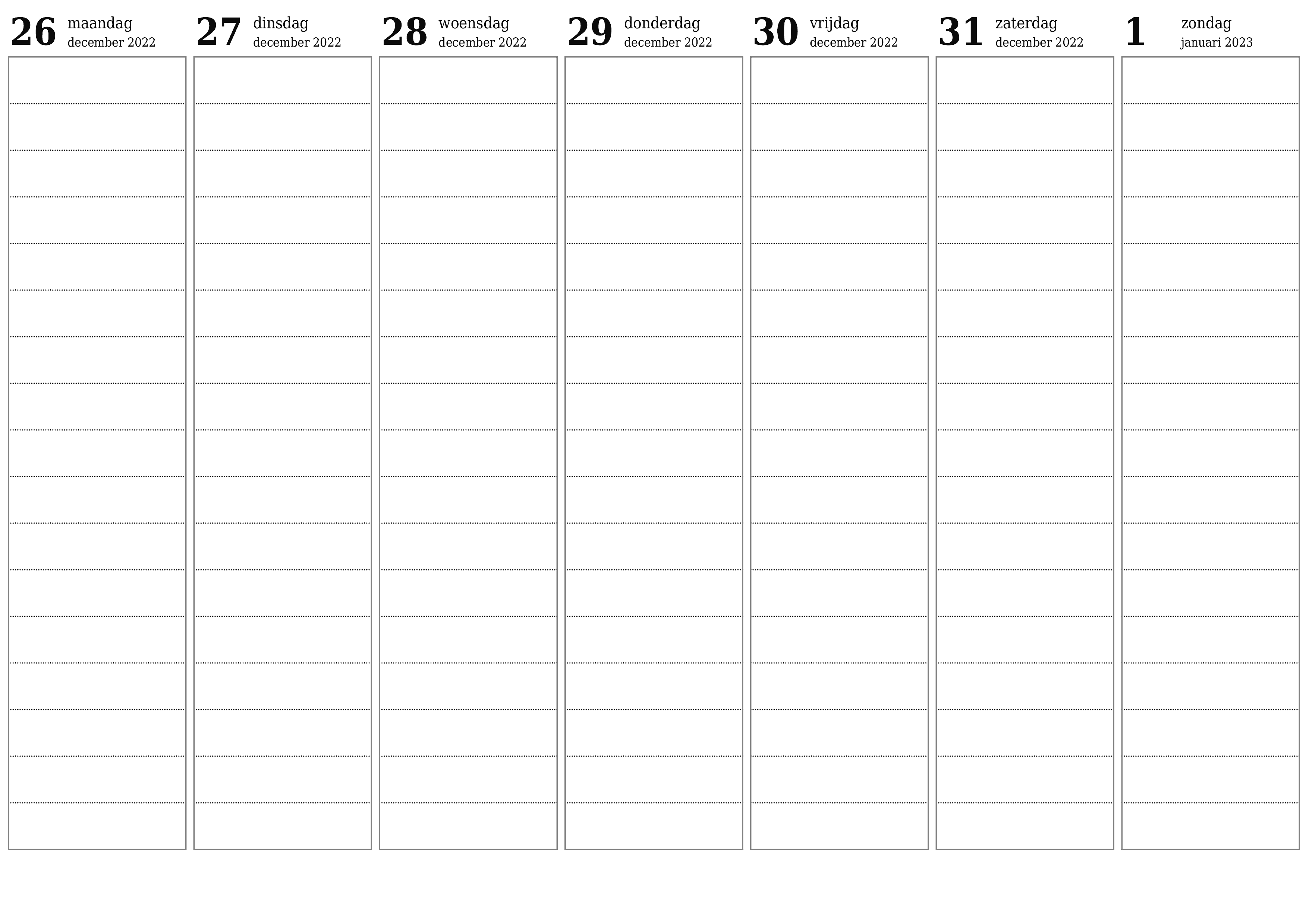 Lege wekelijkse kalender voor week januari 2023 opslaan en afdrukken naar pdf PNG Dutch - 7calendar.com