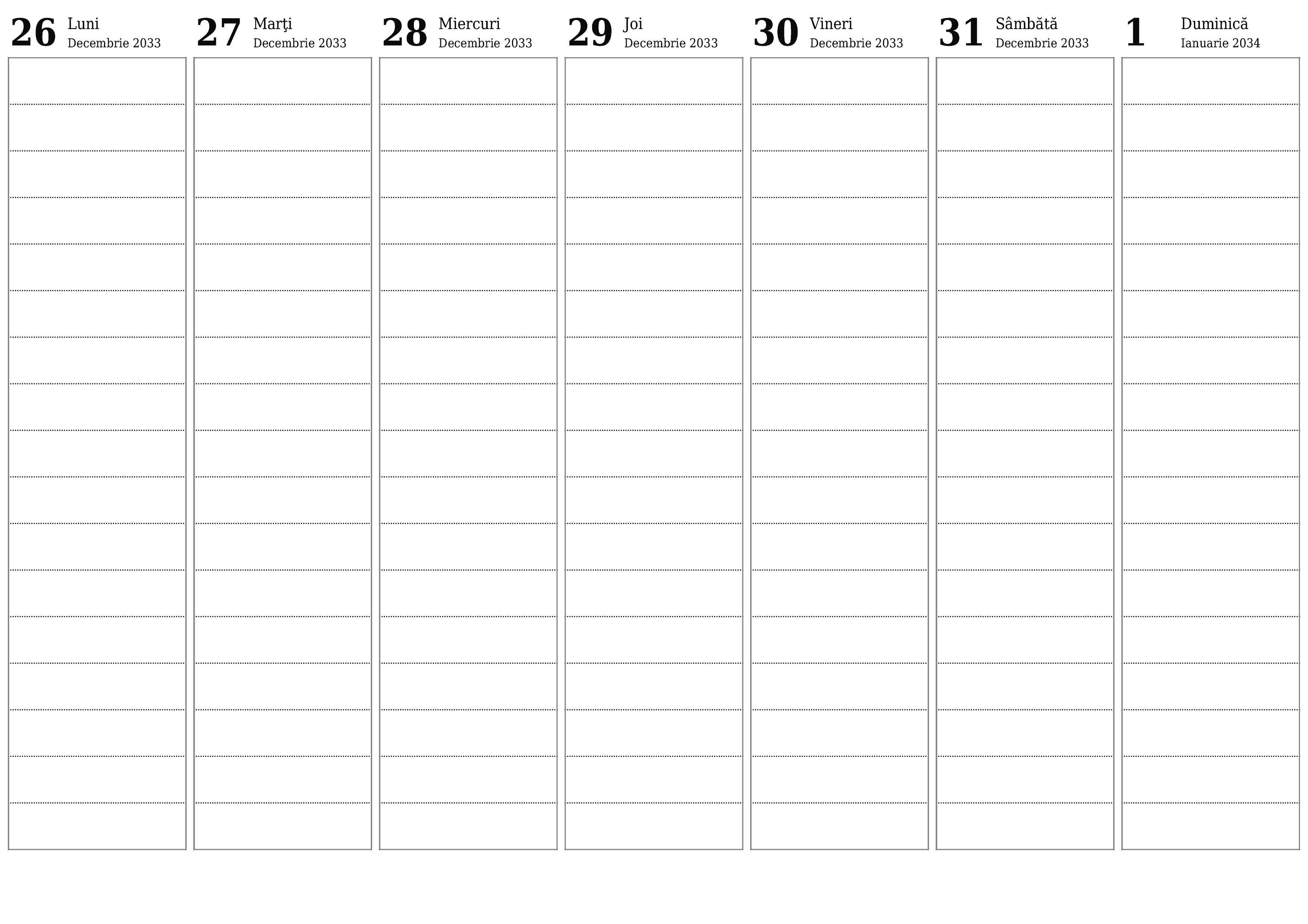  imprimabil de perete șablon de gratuitorizontală Săptămânal planificator calendar Ianuarie (Ian) 2034