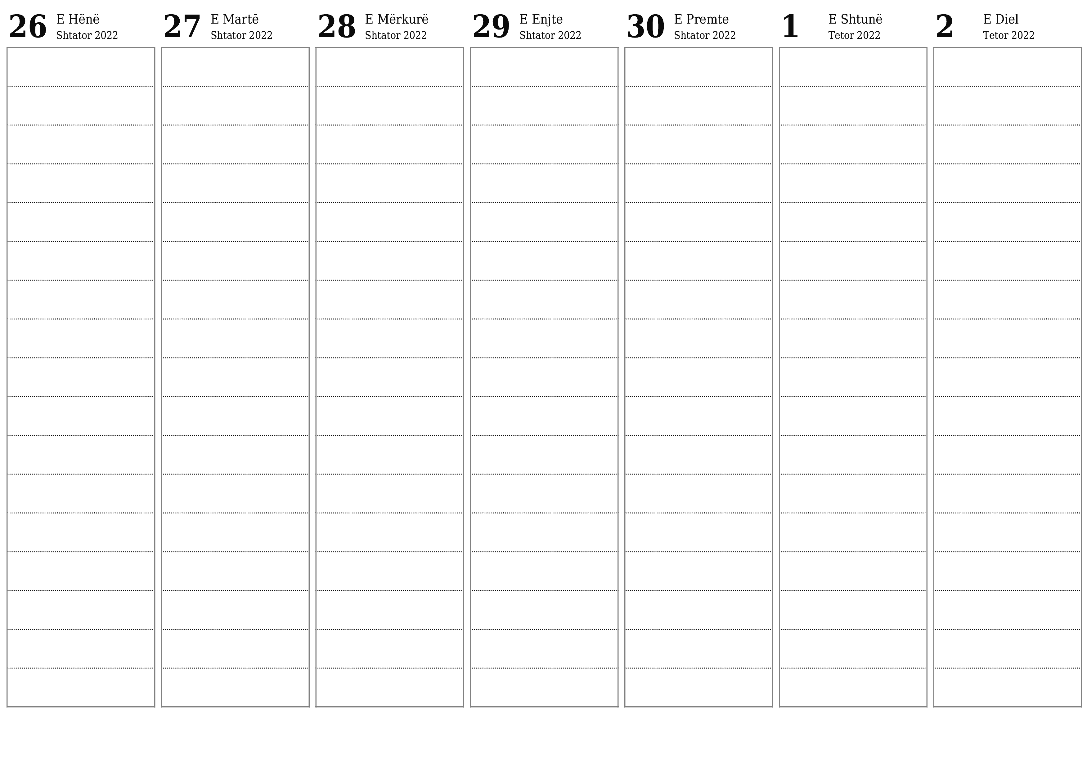  i printueshëm muri shabllon falashorizontale javore planifikues kalendar Tetor (Tet) 2022