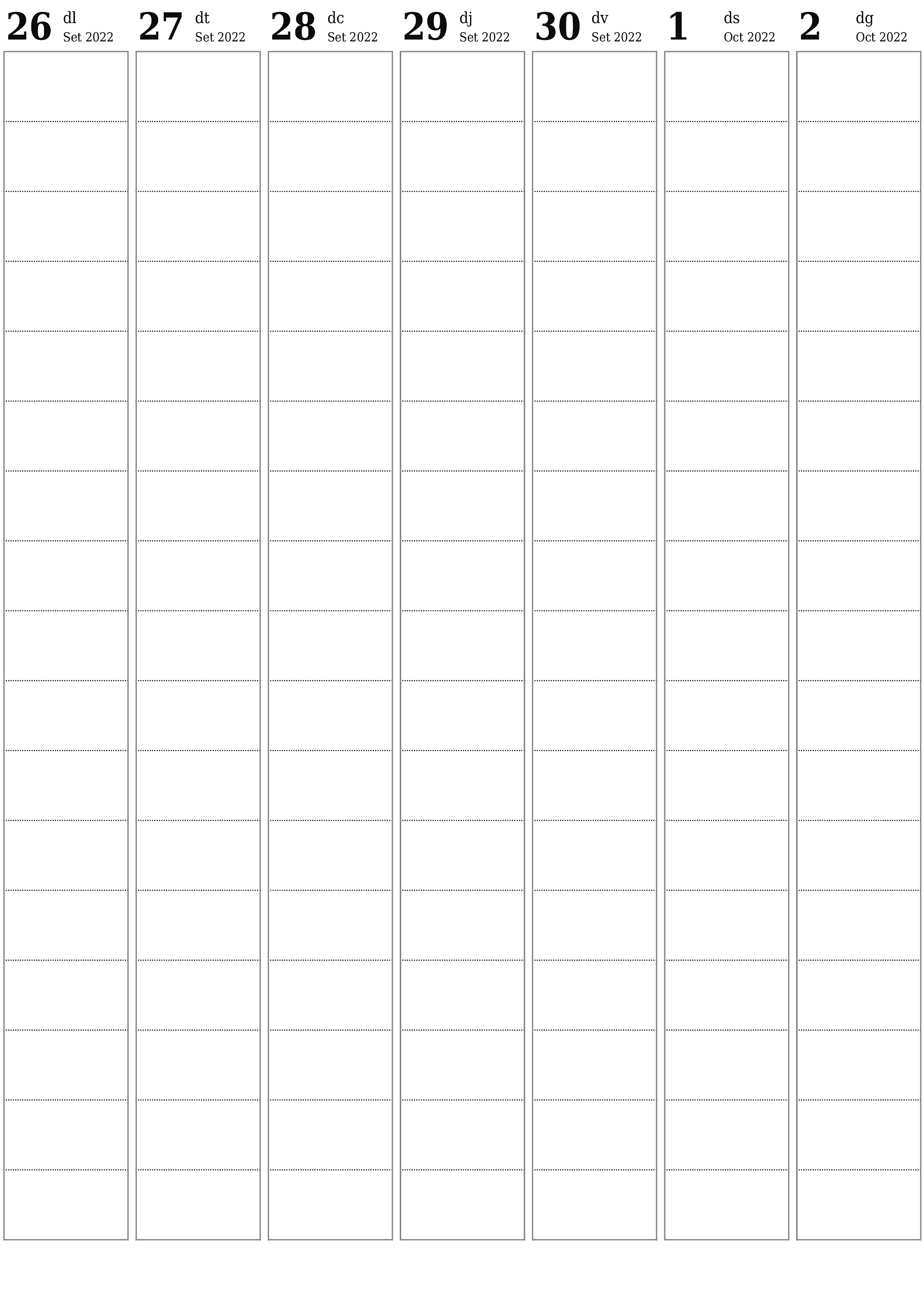  imprimible de paret plantilla de gratuïtvertical Setmanal planificador calendari Octubre (Oct) 2022