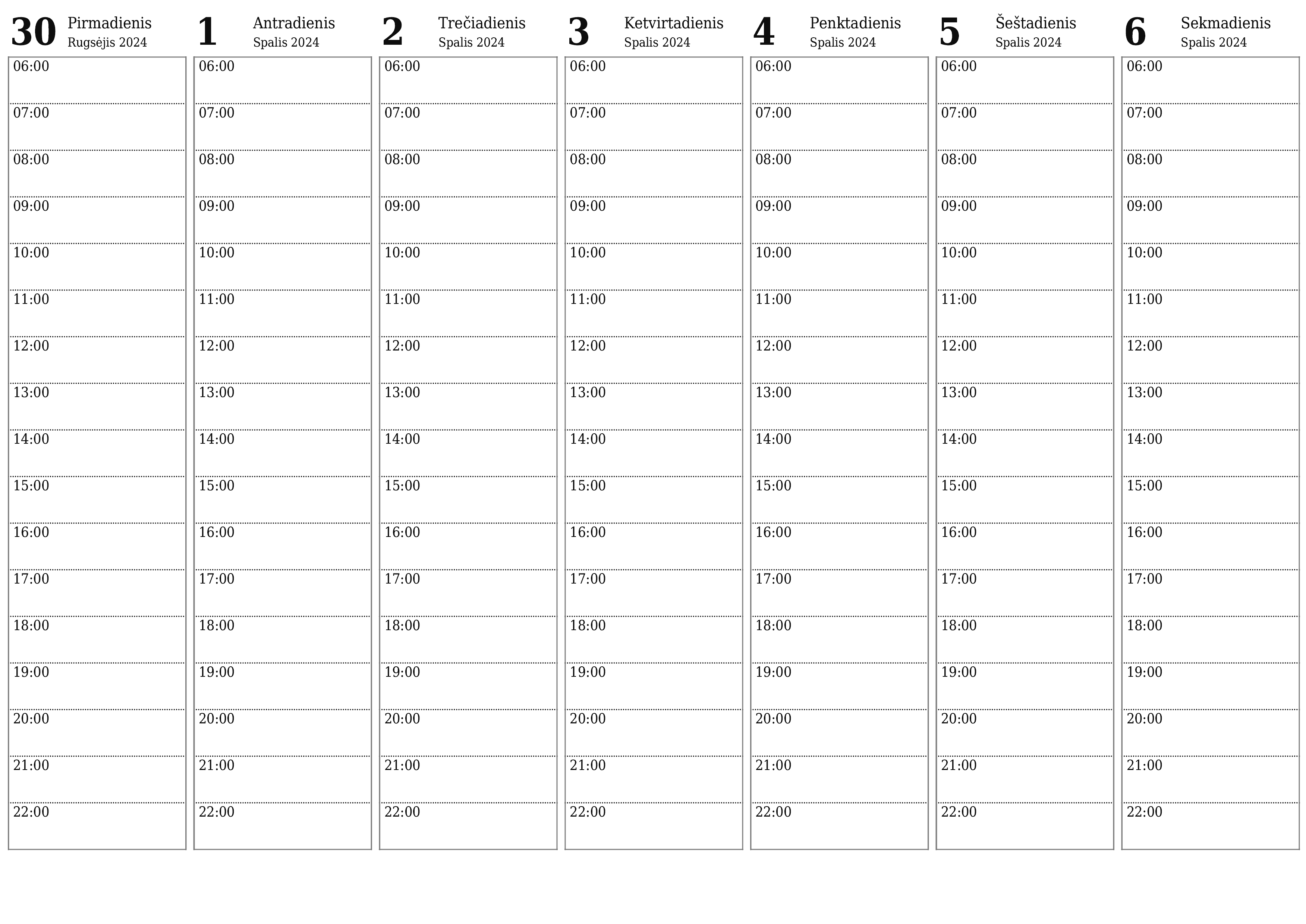 Ištuštinti savaitės planavimo priemonę savaitėms Spalis 2024 su užrašais, išsaugoti ir atsispausdinti PDF formate PNG Lithuanian