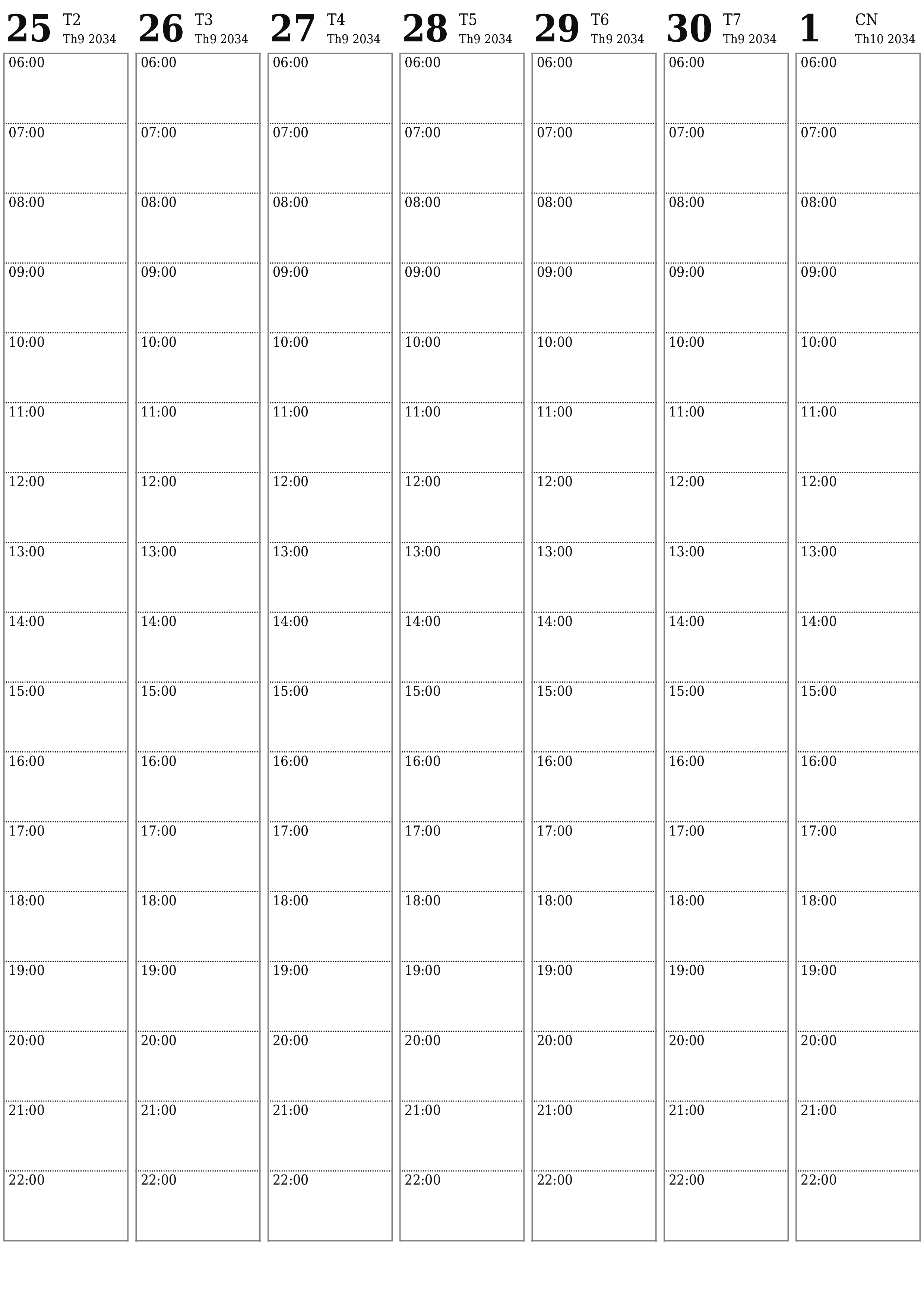 Công cụ lập kế hoạch hàng tuần trống trong tuần Tháng 10 2034 có ghi chú, lưu và in sang PDF PNG Vietnamese