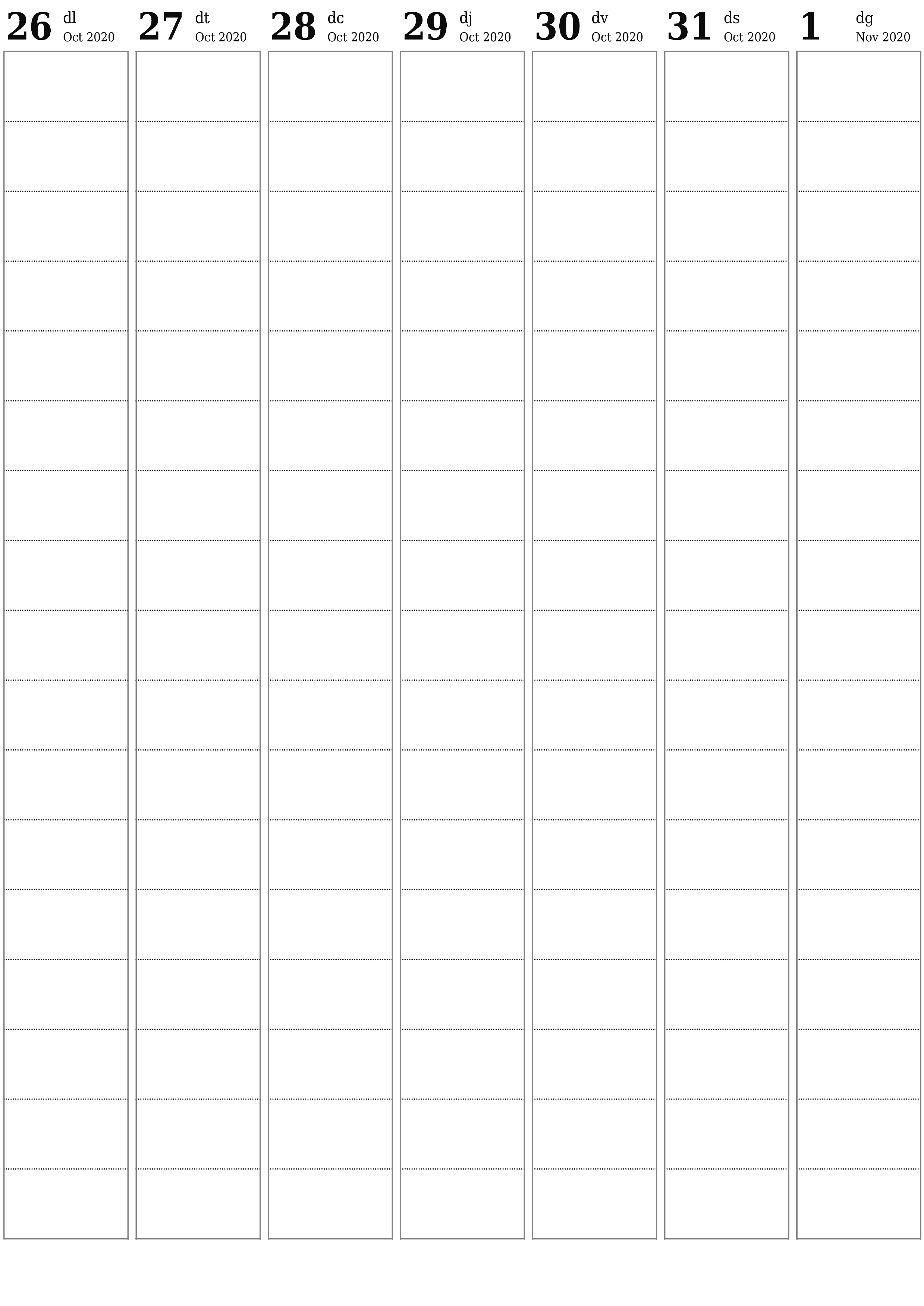 Planificador setmanal buit durant setmanes Novembre 2020 amb notes, deseu-lo i imprimiu-lo en format PDF PNG Catalan