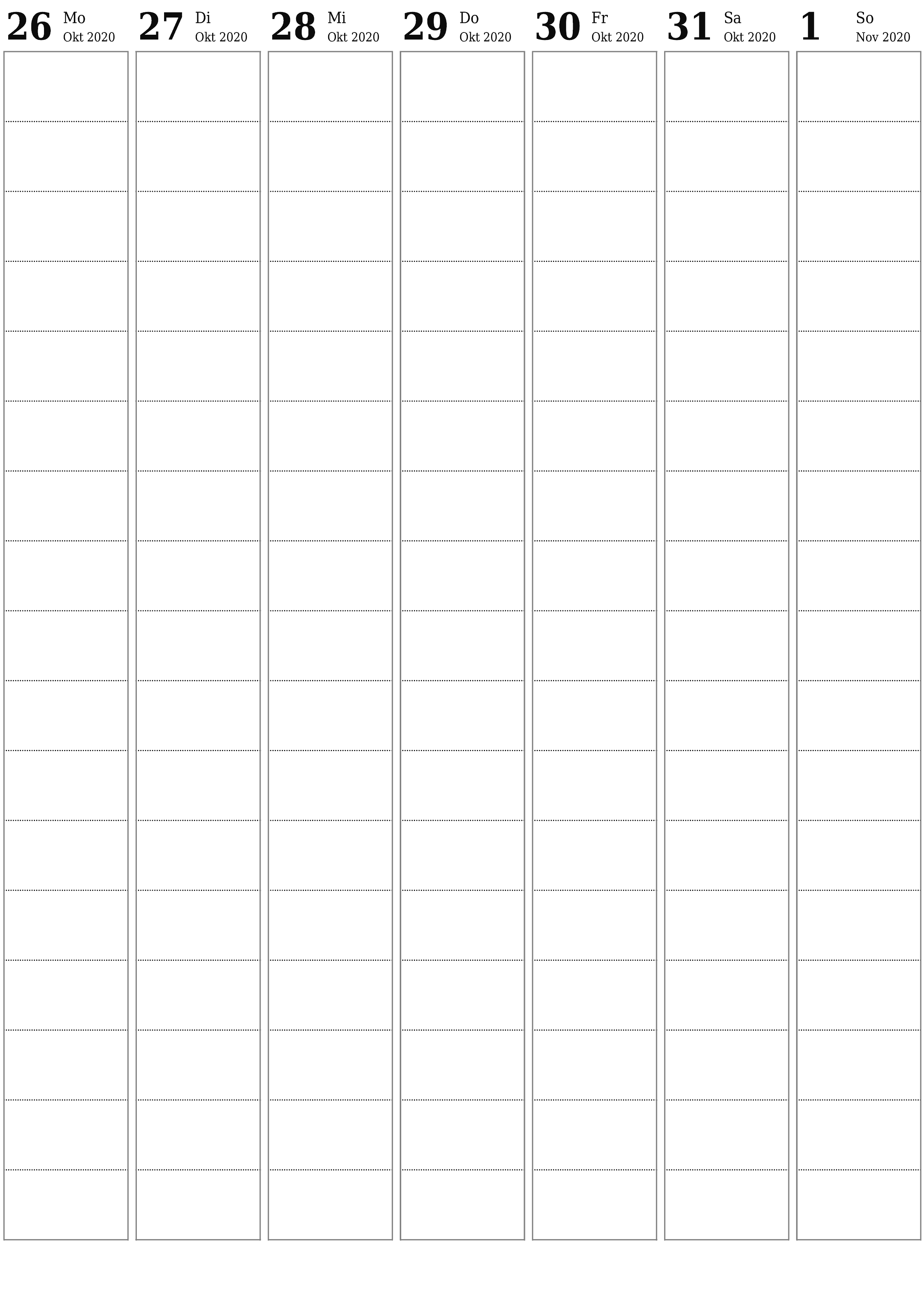  zum Ausdrucken Wandkalender vorlage kostenloser vertikal Wöchentlich Planer Kalender November (Nov) 2020