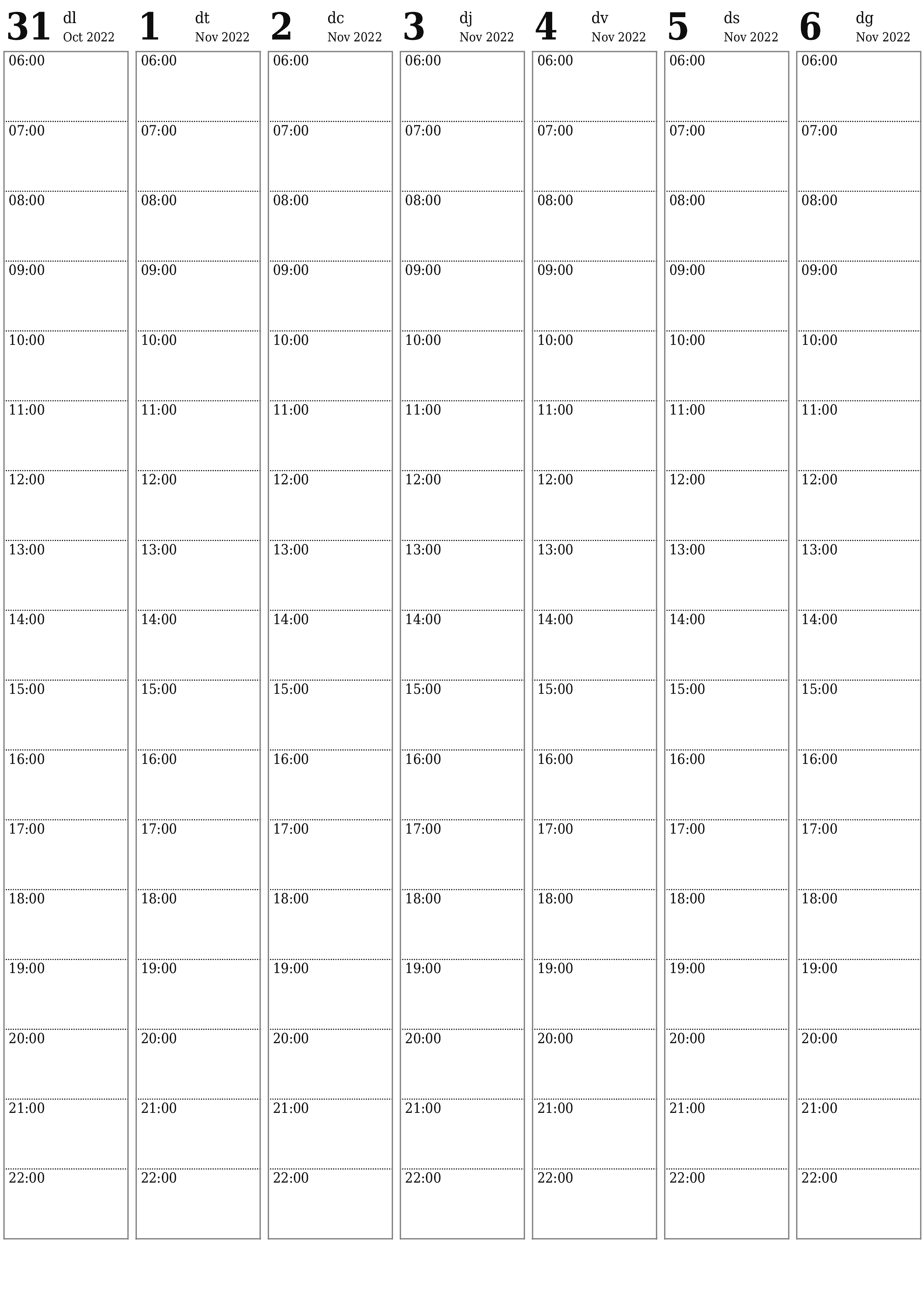 Planificador setmanal buit durant setmanes Novembre 2022 amb notes, deseu-lo i imprimiu-lo en format PDF PNG Catalan