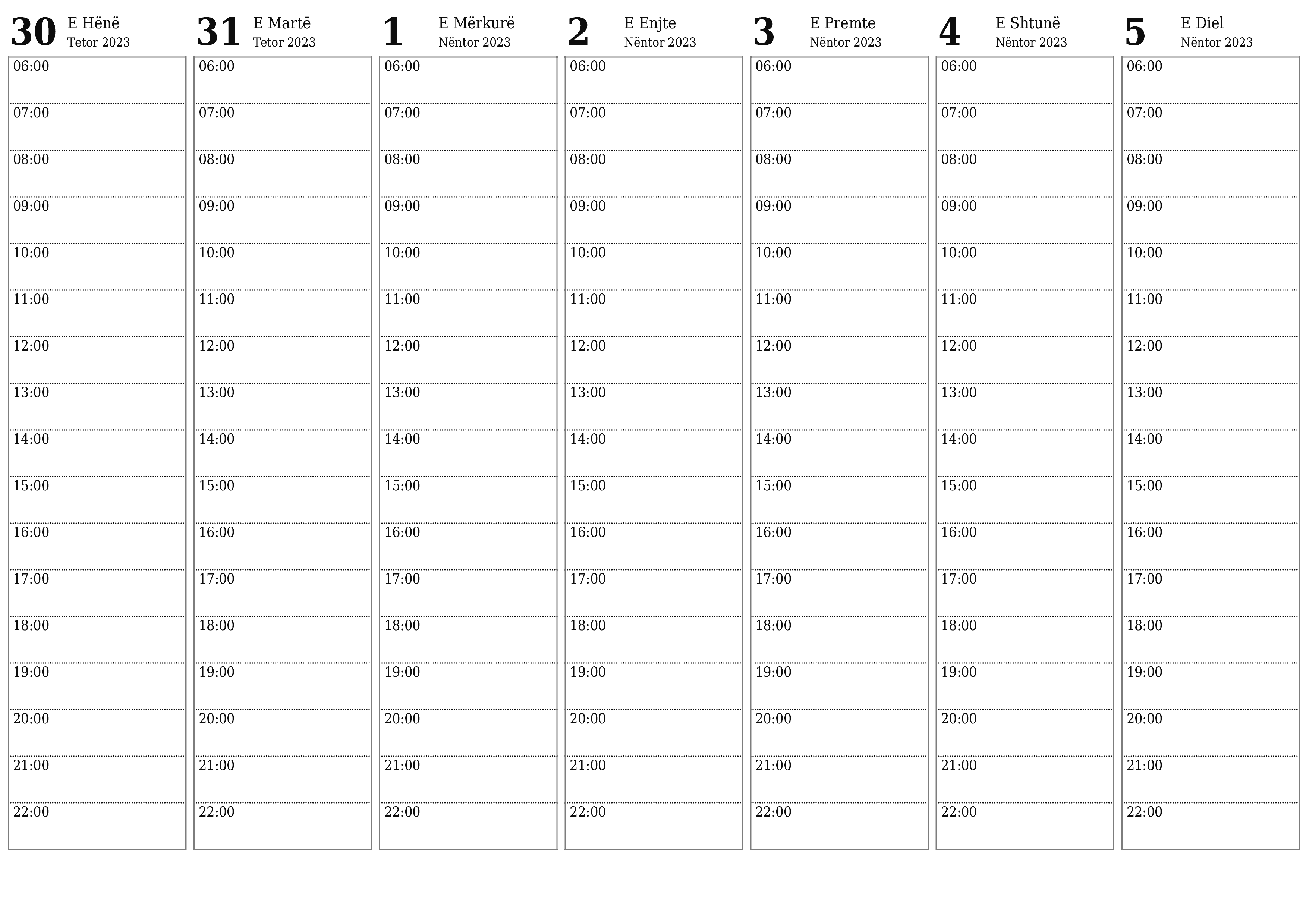 Planifikuesi bosh javor i kalendarit për javë Nëntor 2023 me shënime, ruani dhe printoni në PDF PNG Albanian
