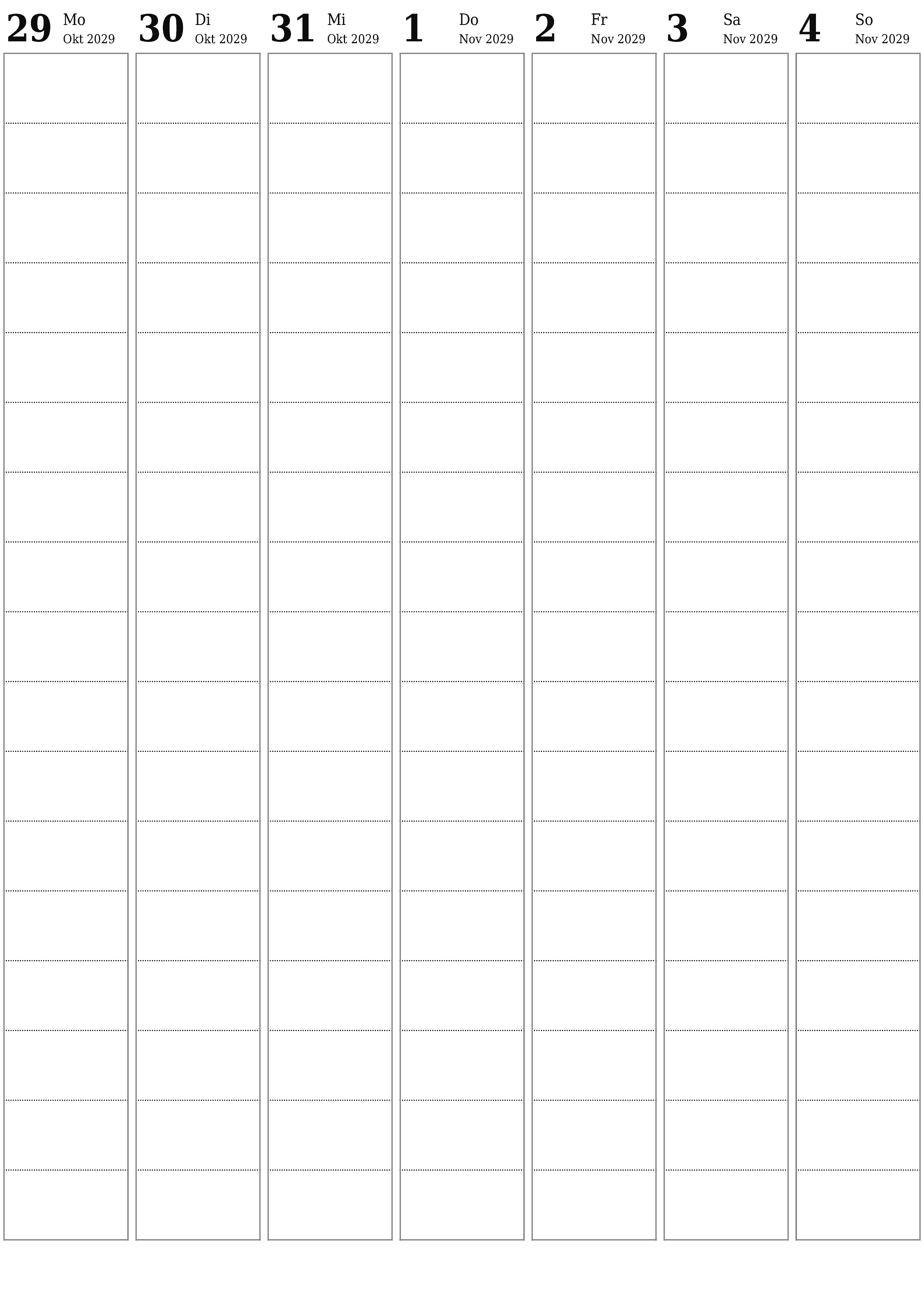  zum Ausdrucken Wandkalender vorlage kostenloser vertikal Wöchentlich Planer Kalender November (Nov) 2029