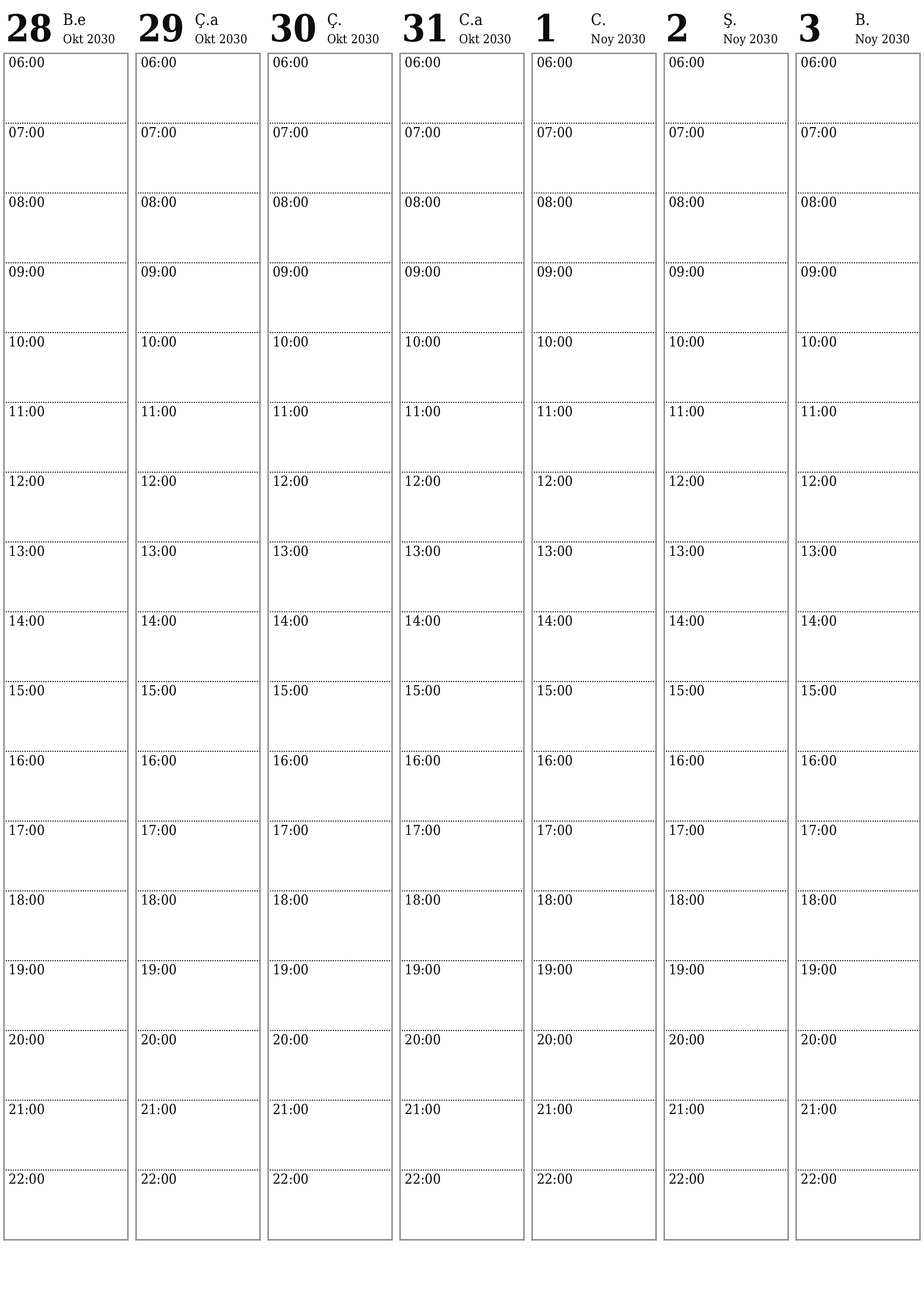 Noyabr 2030 həftələrlə həftəlik planlayıcınızı qeydlərlə boşaltın, qeyd edin və PDF-ə yazdırın PNG Azerbaijani