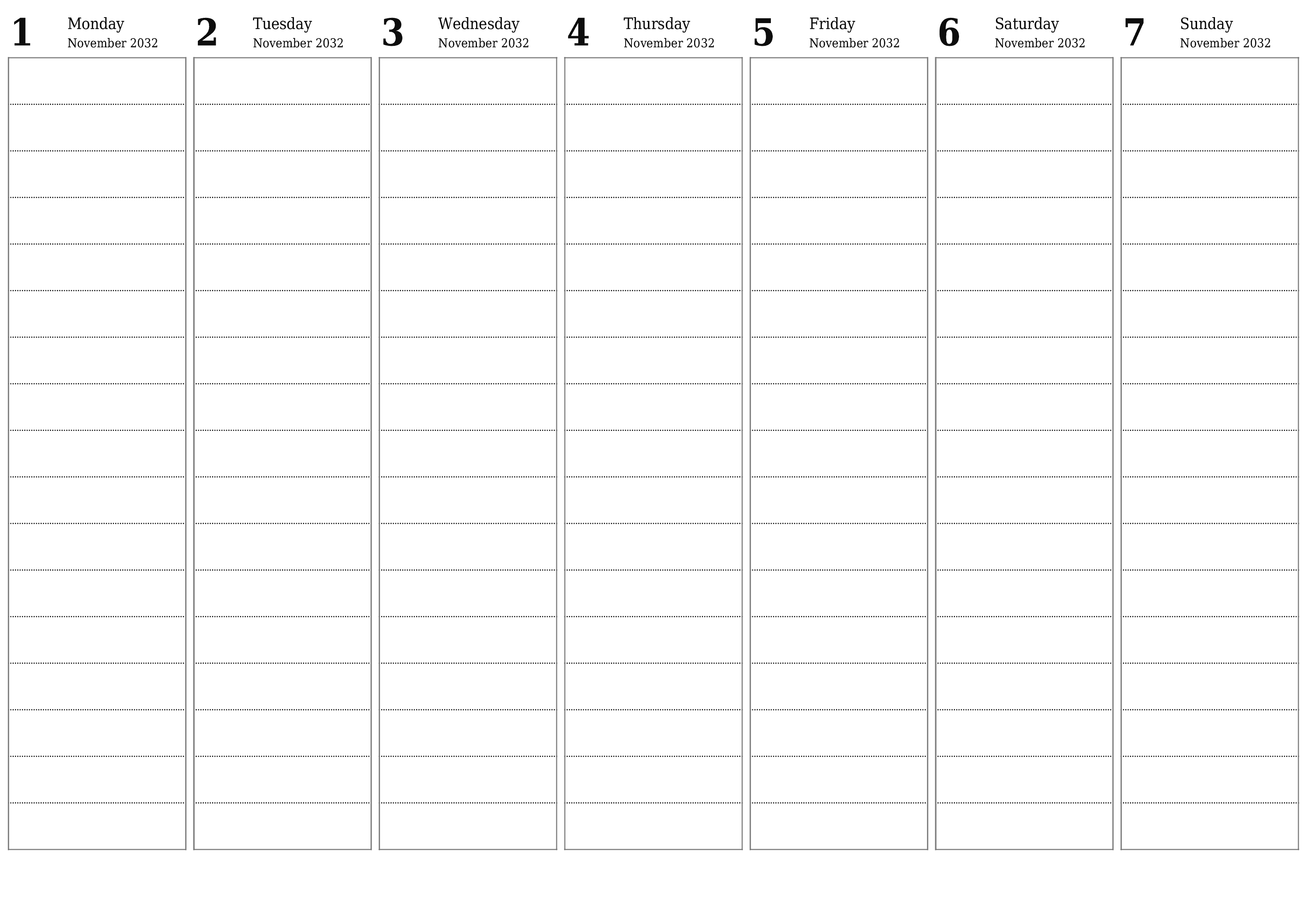 Blank calendar November 2032