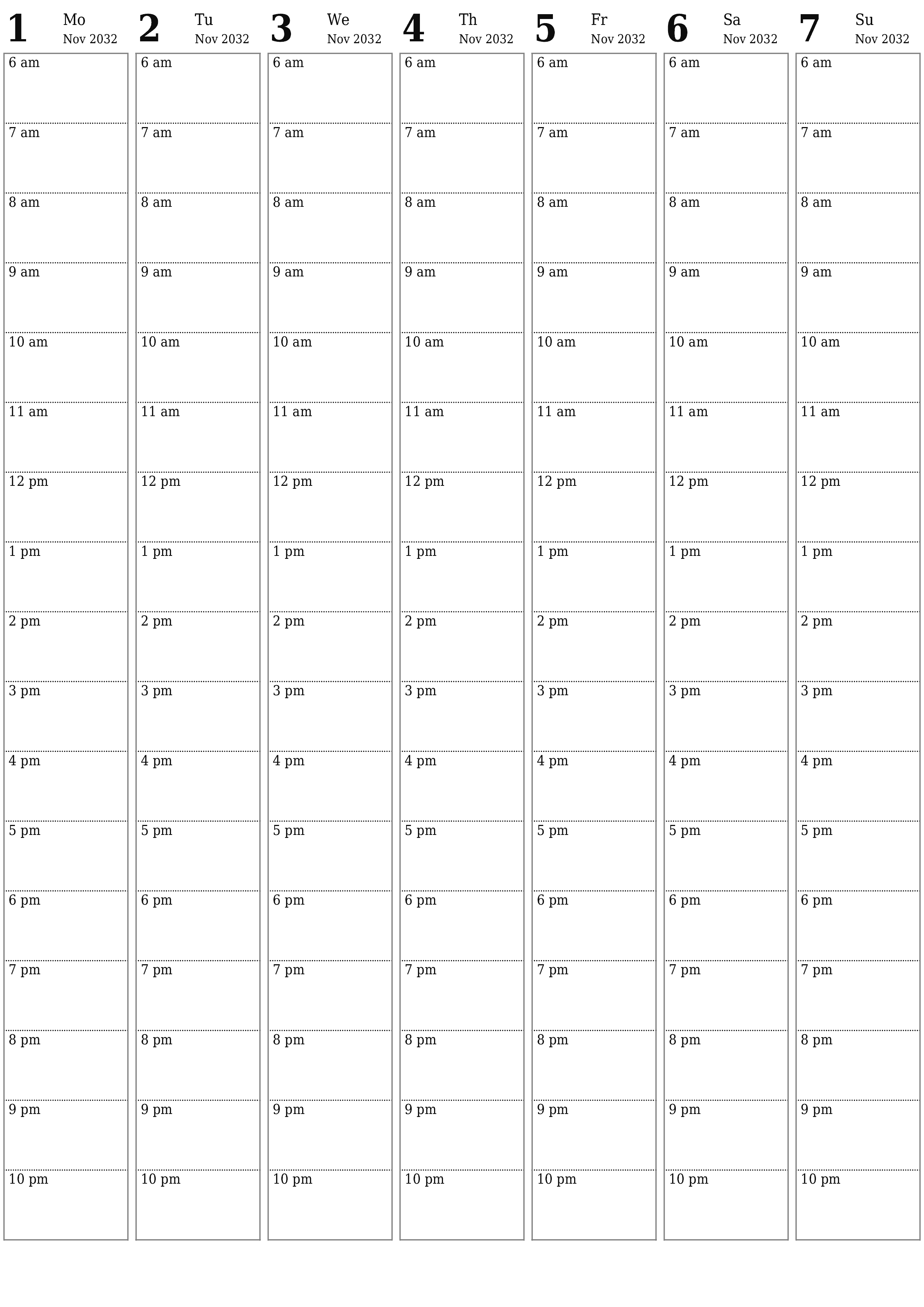 Blank calendar November 2032