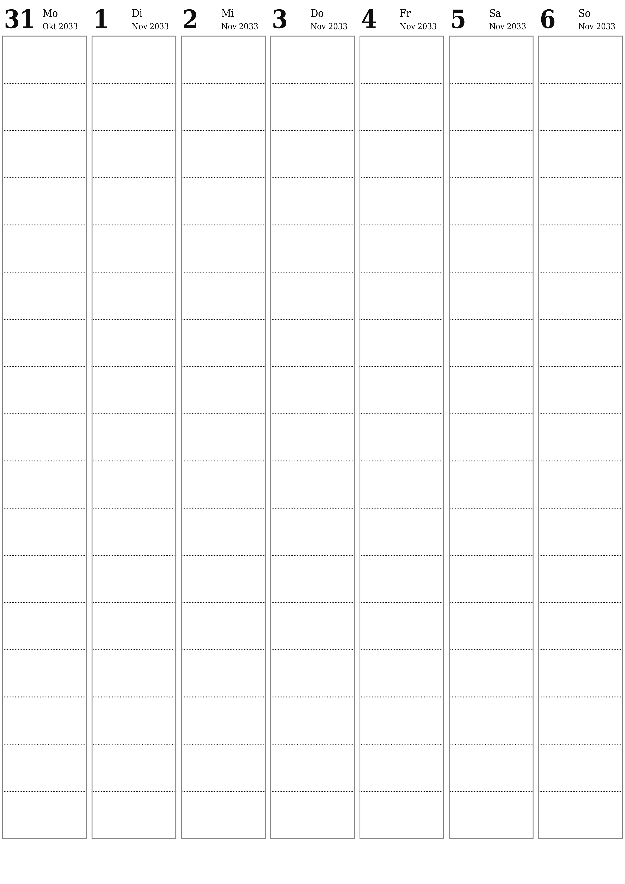 zum Ausdrucken Wandkalender vorlage kostenloser vertikal Wöchentlich Planer Kalender November (Nov) 2033