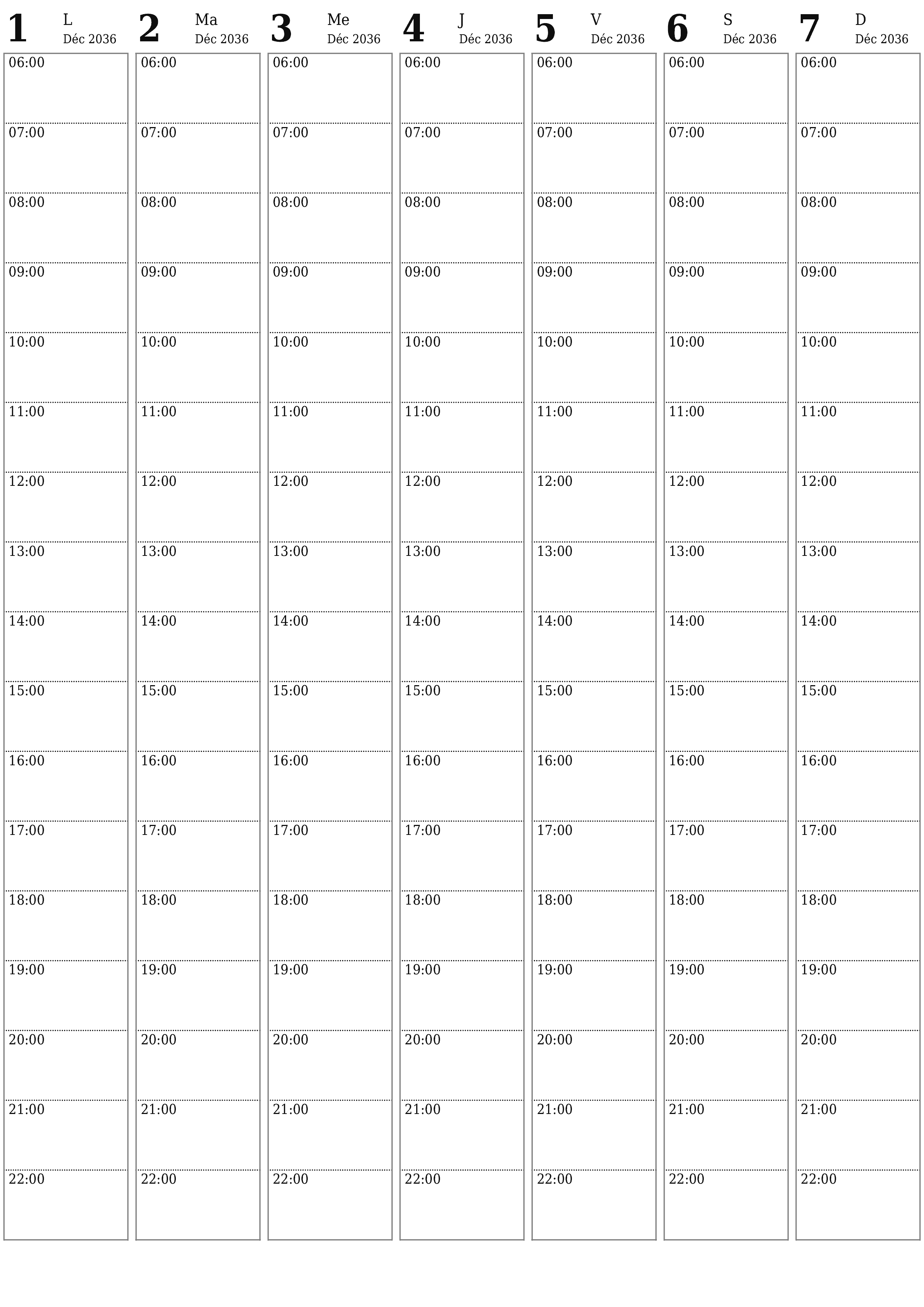  imprimable mural modèle de gratuitverticale Hebdomadaire planificateur calendrier Décembre (Déc) 2036