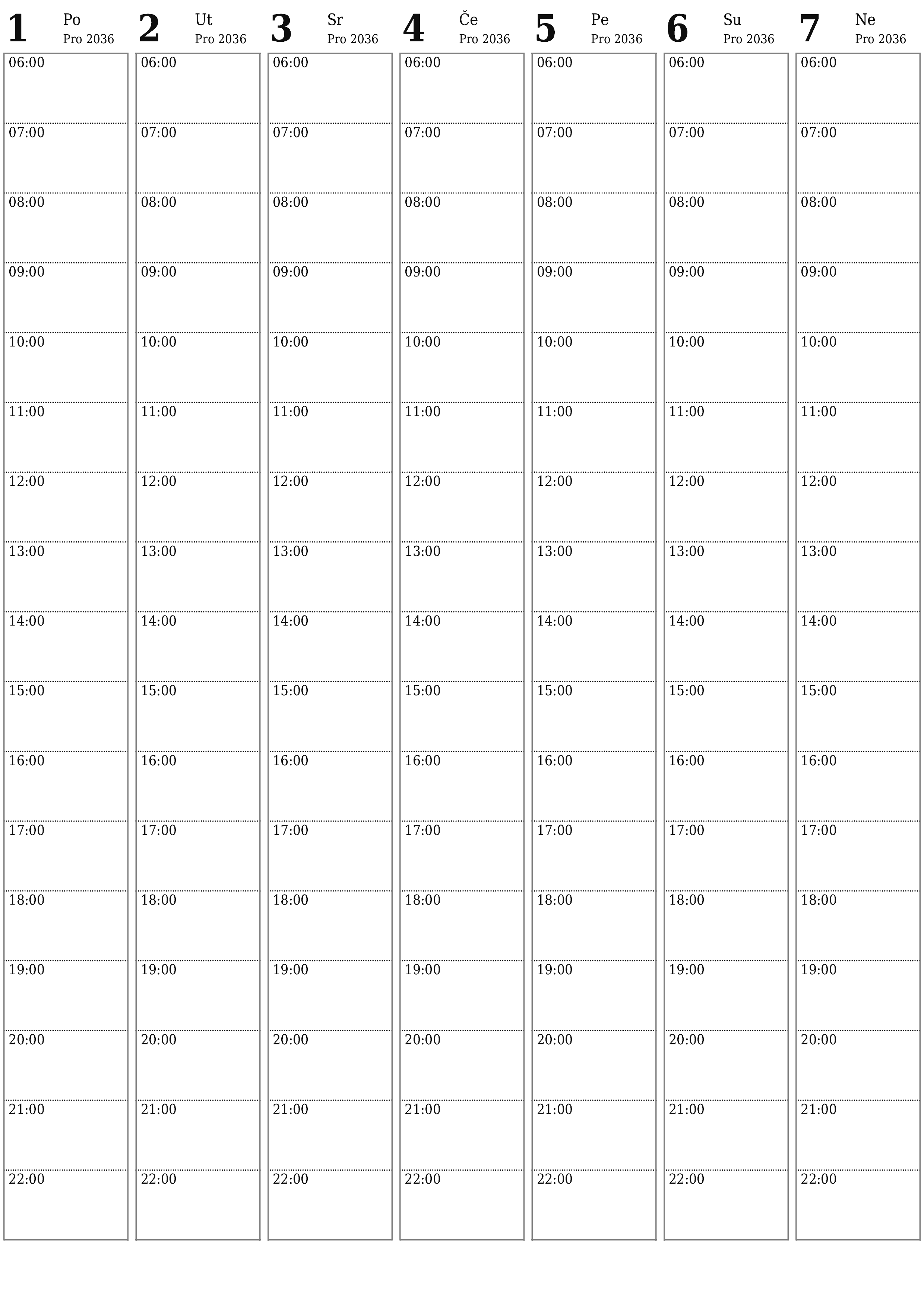  za ispis zidni predložak a besplatni okomito Tjedni planer kalendar Prosinac (Pro) 2036