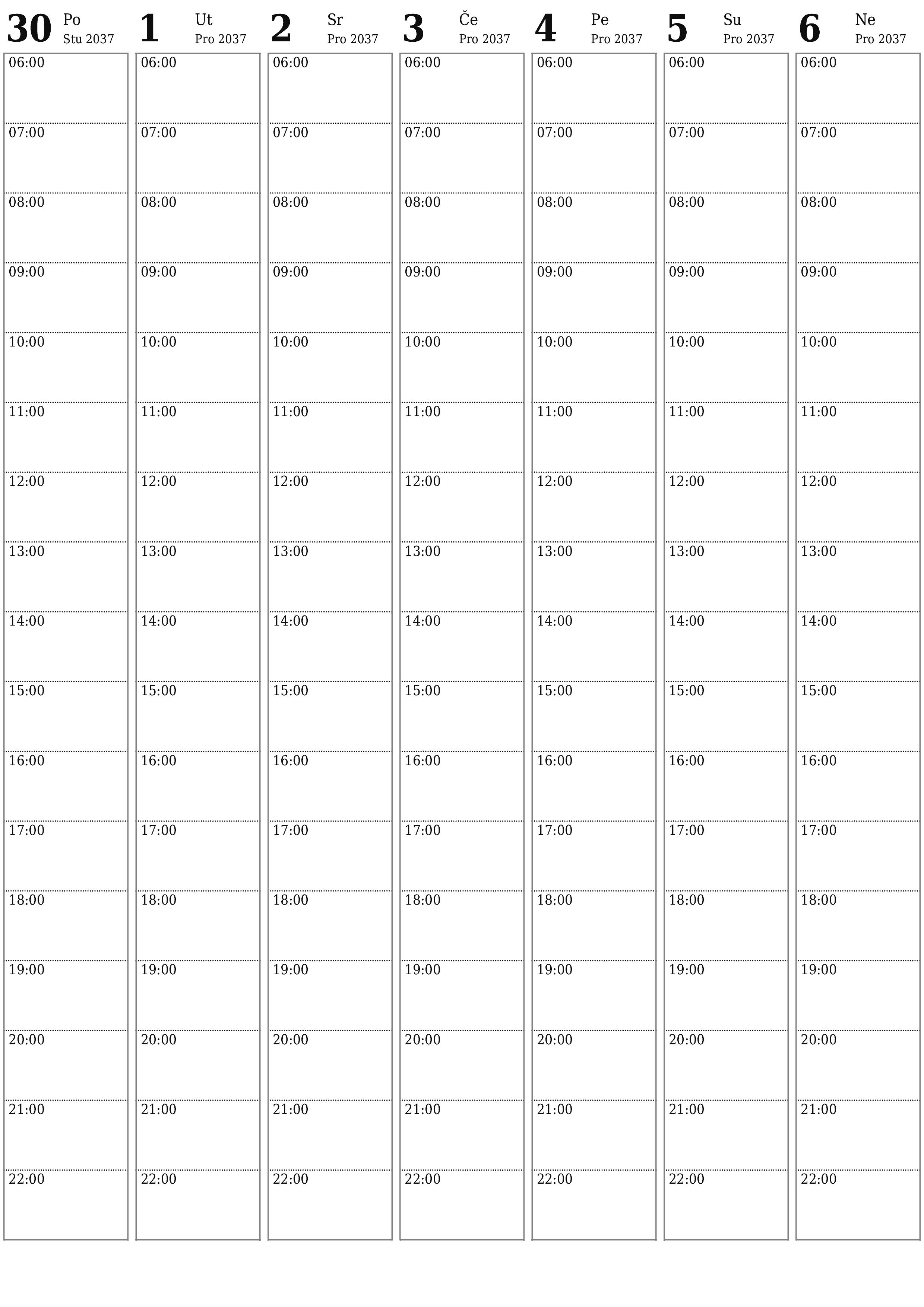 Ispraznite tjedni planer za tjedne Prosinac 2037 s bilješkama, spremite i ispišite u PDF PNG Croatian