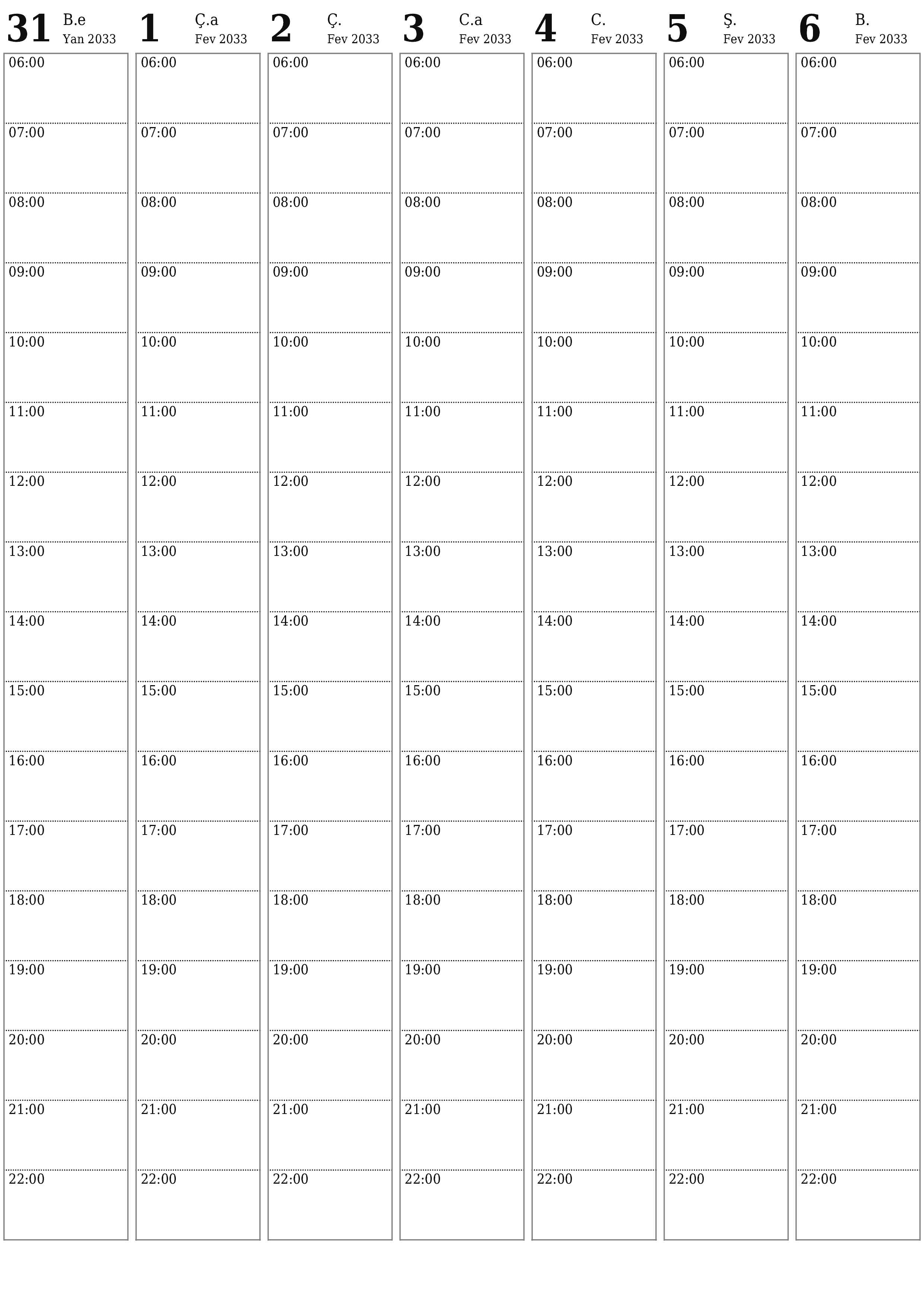 Fevral 2033 həftələrlə həftəlik planlayıcınızı qeydlərlə boşaltın, qeyd edin və PDF-ə yazdırın PNG Azerbaijani