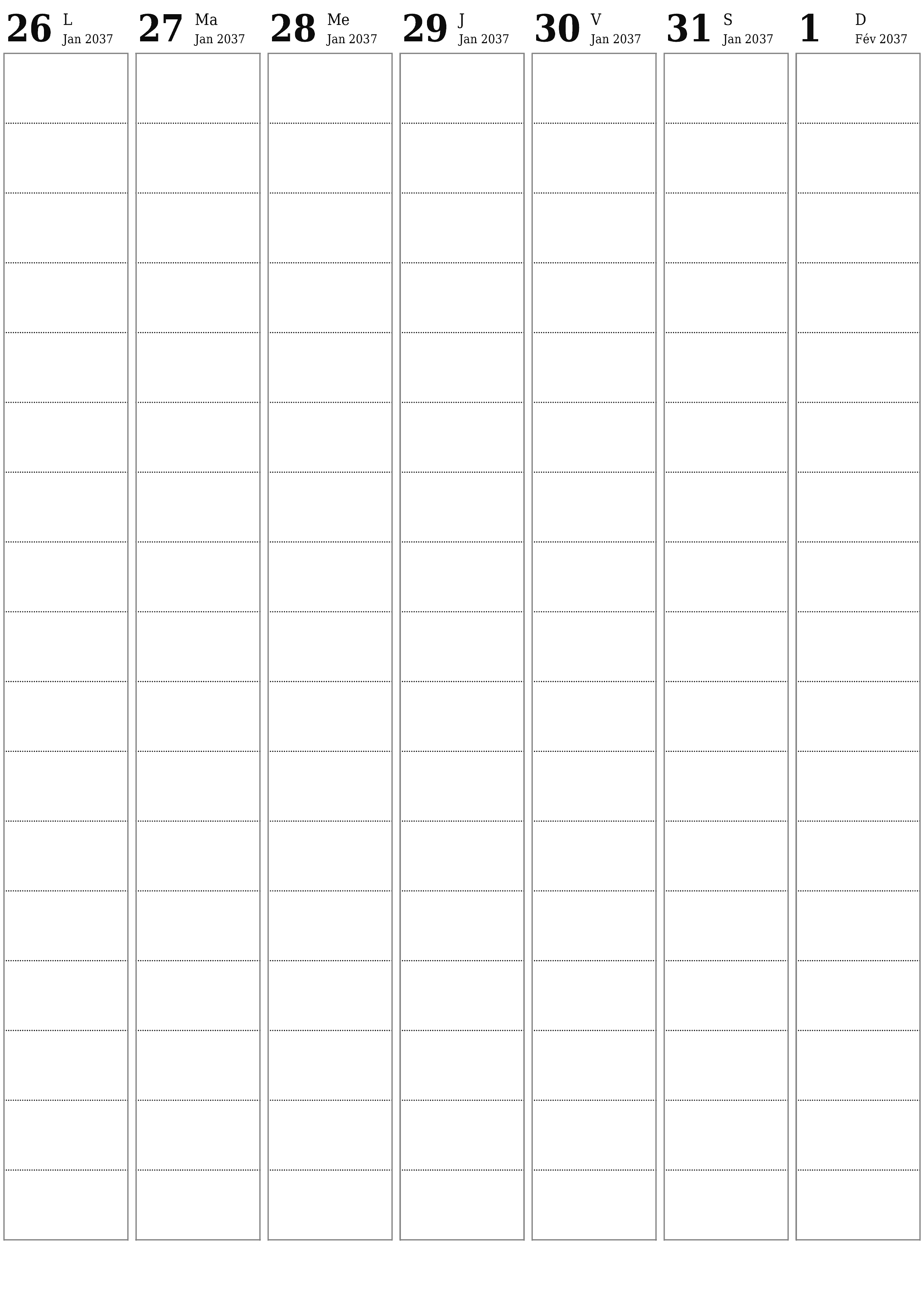  imprimable mural modèle de gratuitverticale Hebdomadaire planificateur calendrier Février (Fév) 2037