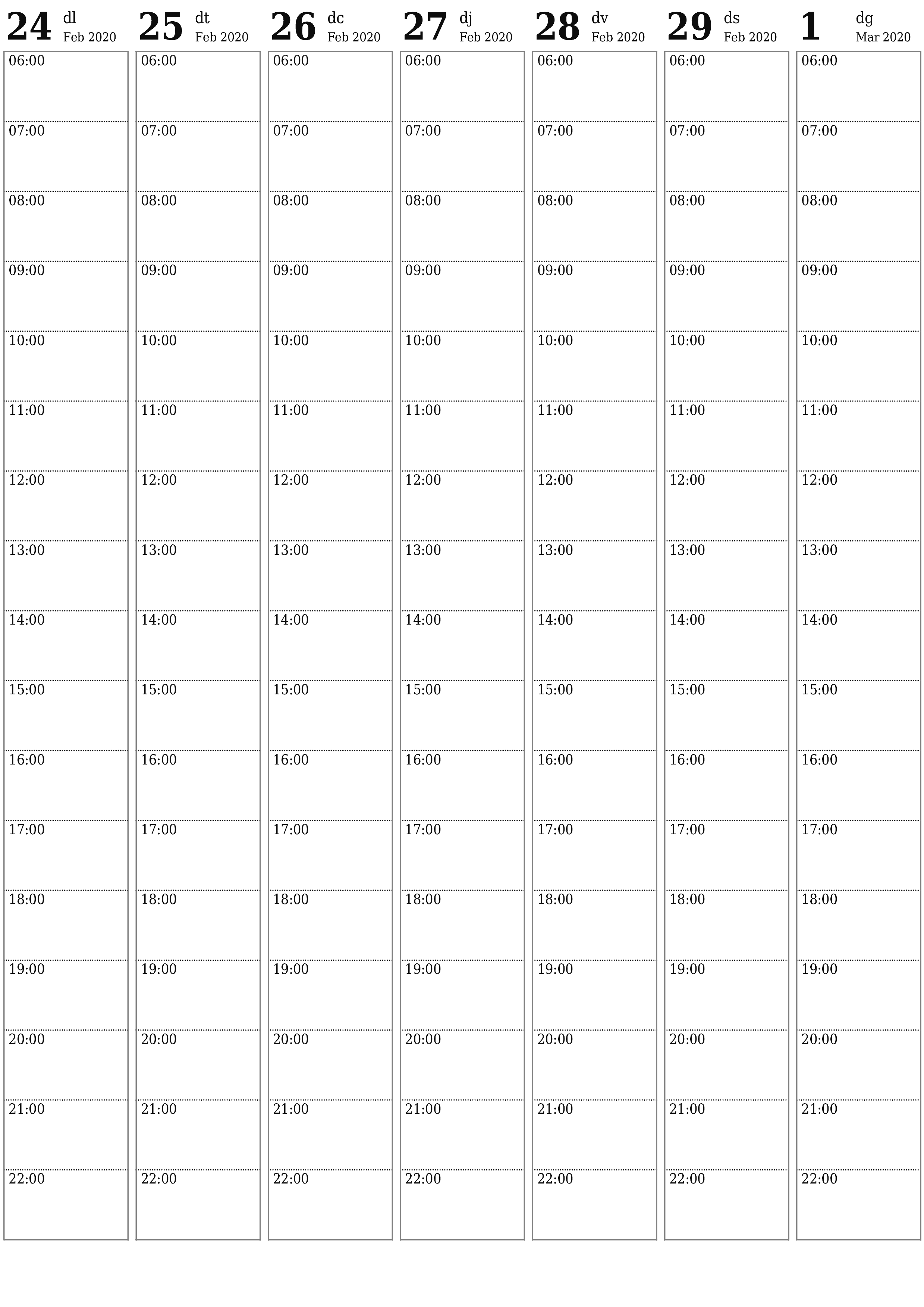  imprimible de paret plantilla de gratuïtvertical Setmanal planificador calendari Març (Mar) 2020