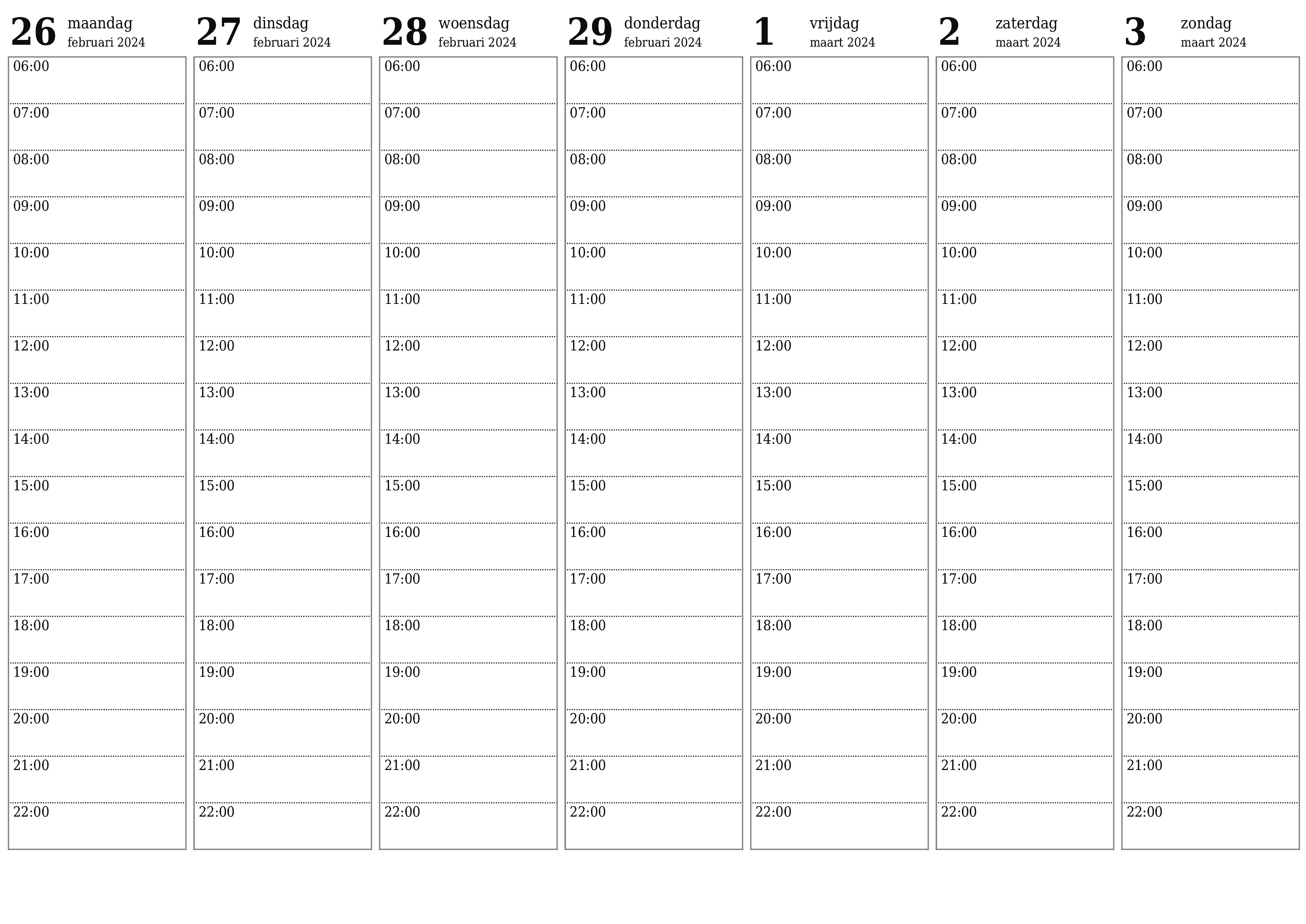 Lege weekplanner voor weken maart 2024 met notities, opslaan en afdrukken naar pdf PNG Dutch