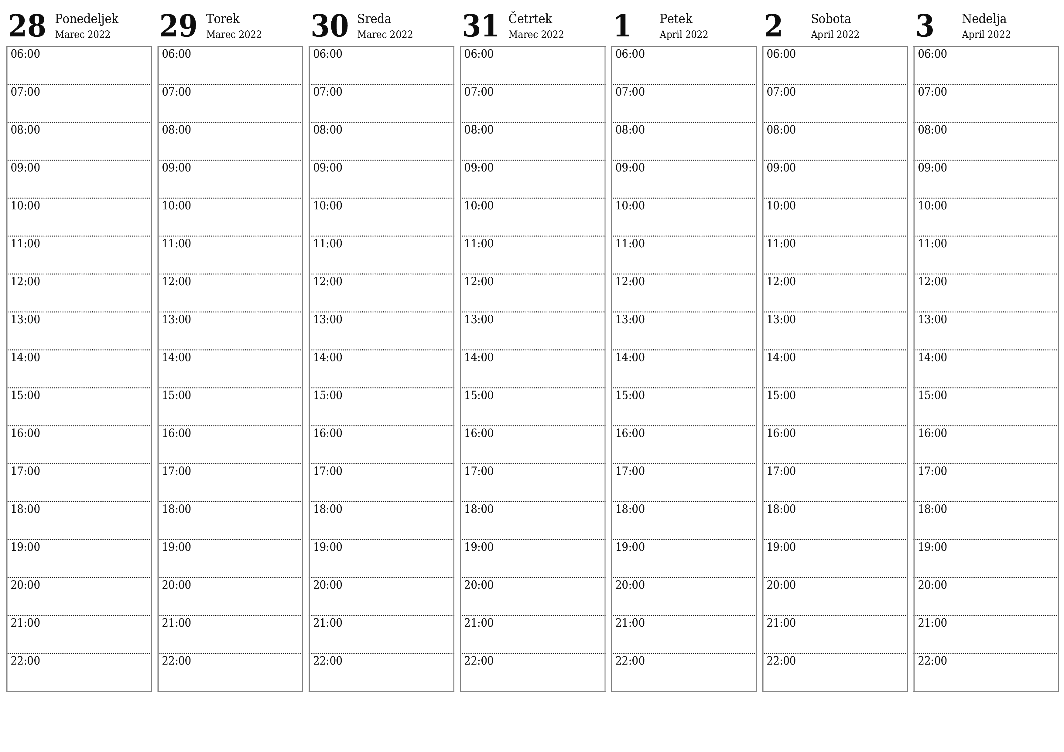 natisljiv stenski ska predloga brezplačni vodoravno Tedenski jadralno letalo koledar April (Apr) 2022