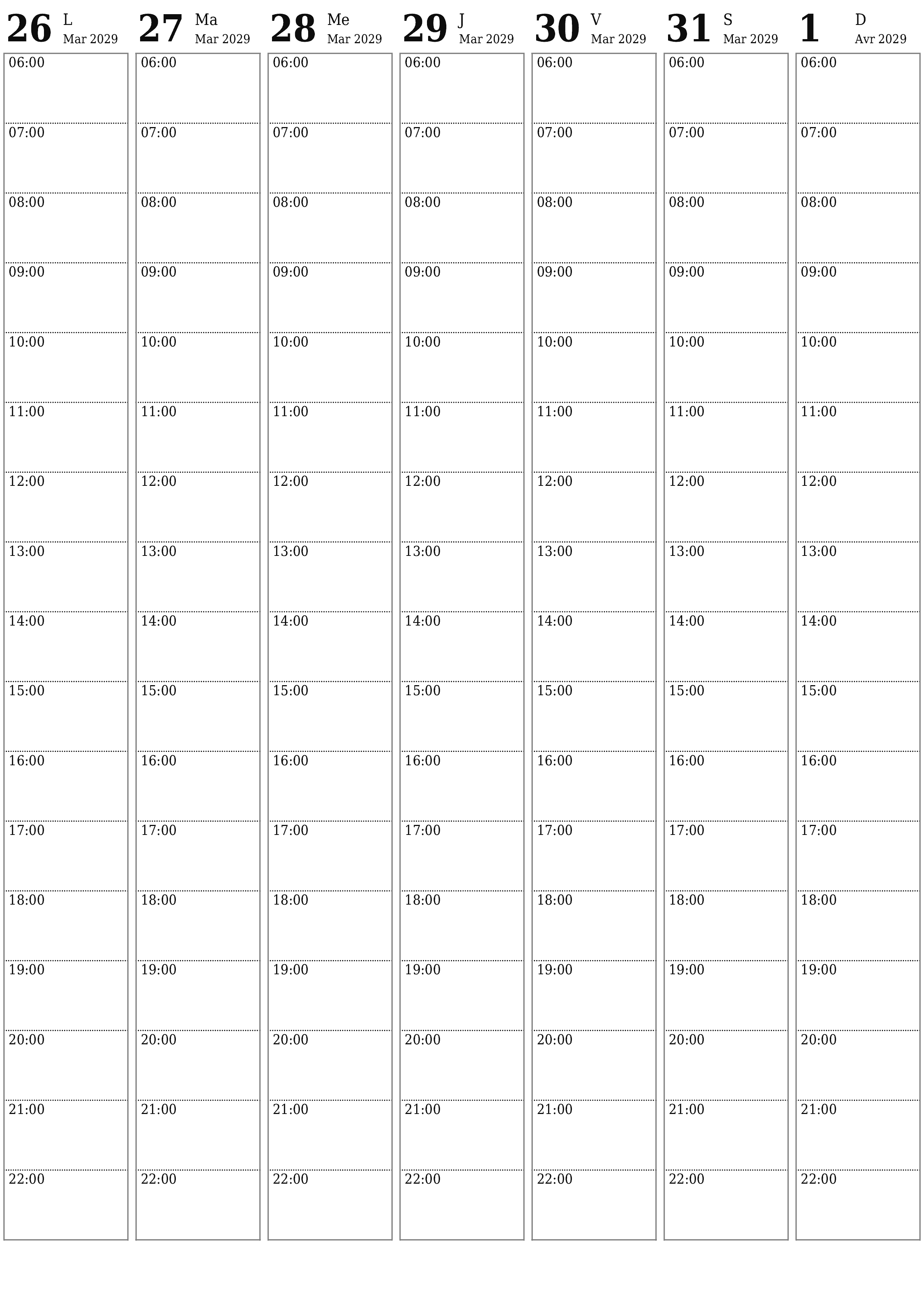  imprimable mural modèle de gratuitverticale Hebdomadaire planificateur calendrier Avril (Avr) 2029