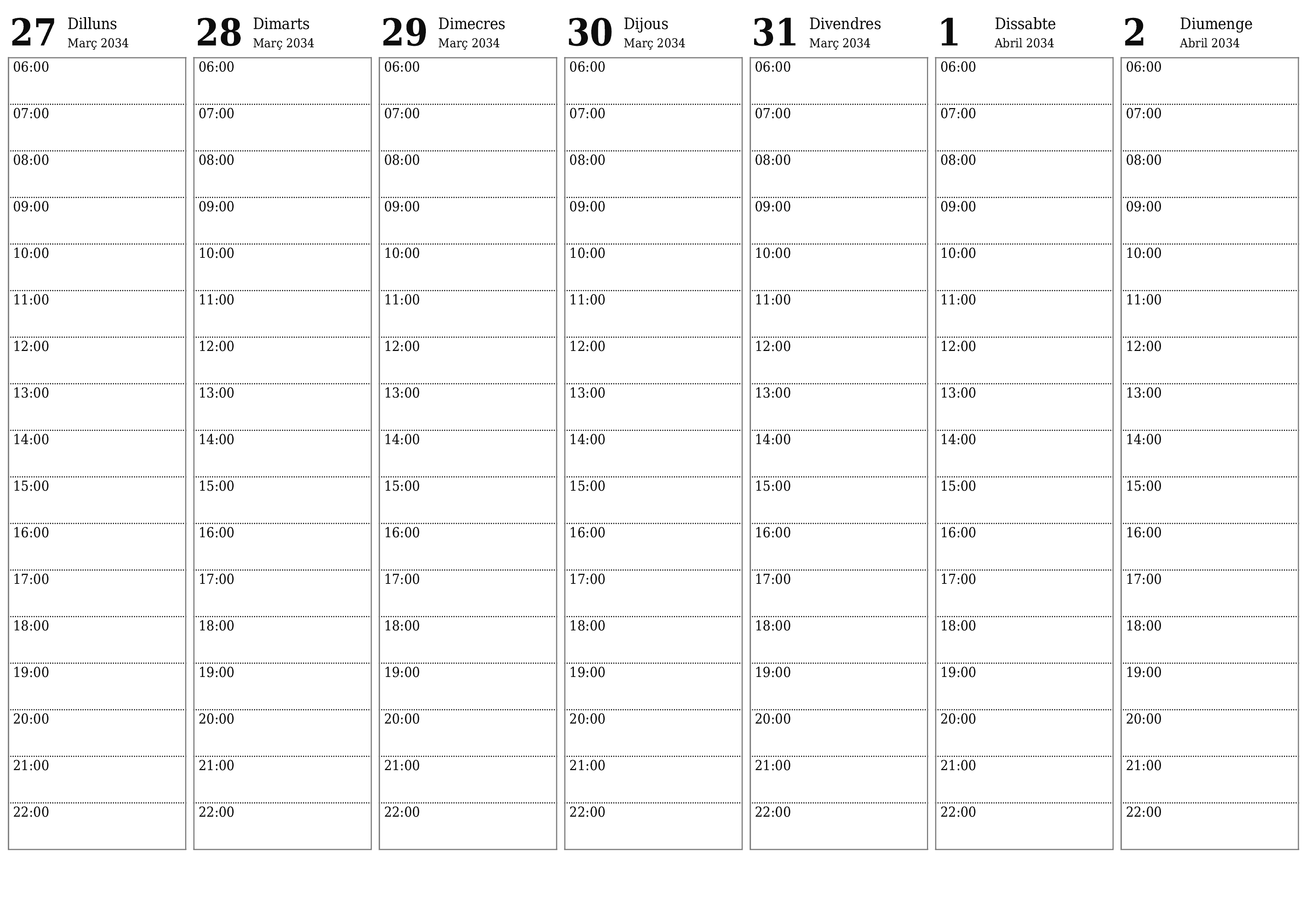  imprimible de paret plantilla de gratuïthoritzontal Setmanal planificador calendari Abril (Abr) 2034