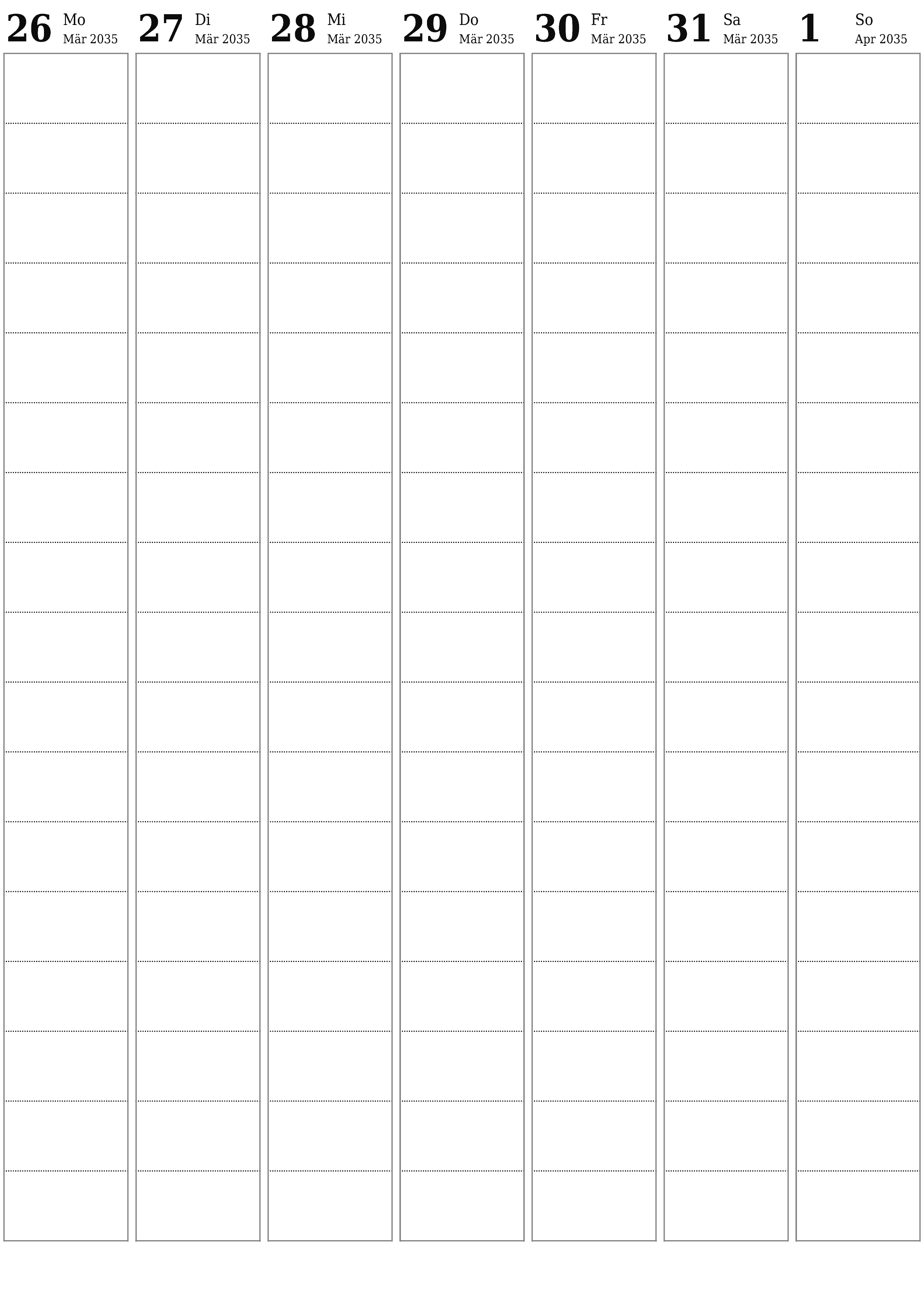  zum Ausdrucken Wandkalender vorlage kostenloser vertikal Wöchentlich Planer Kalender April (Apr) 2035