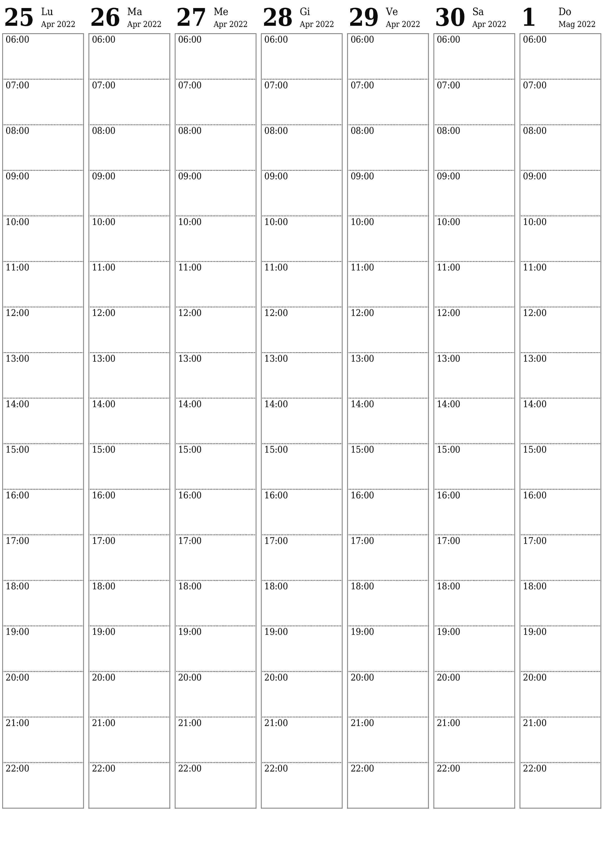  stampabile da parete modello di gratuitoverticale Settimanale pianificatore calendario Maggio (Mag) 2022