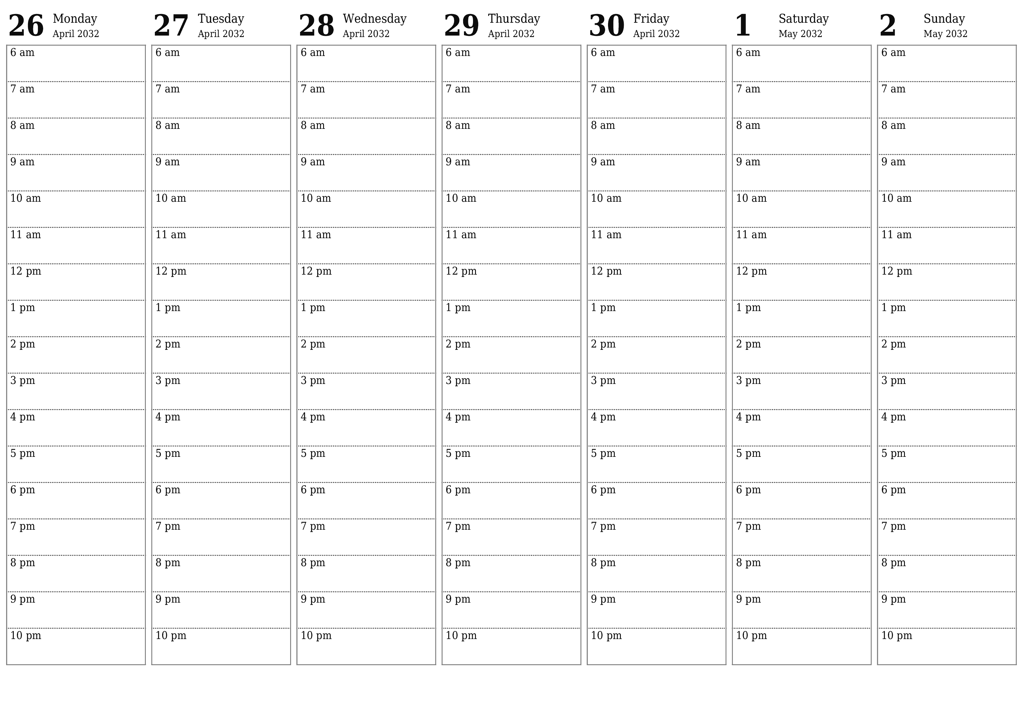 Blank calendar May 2032