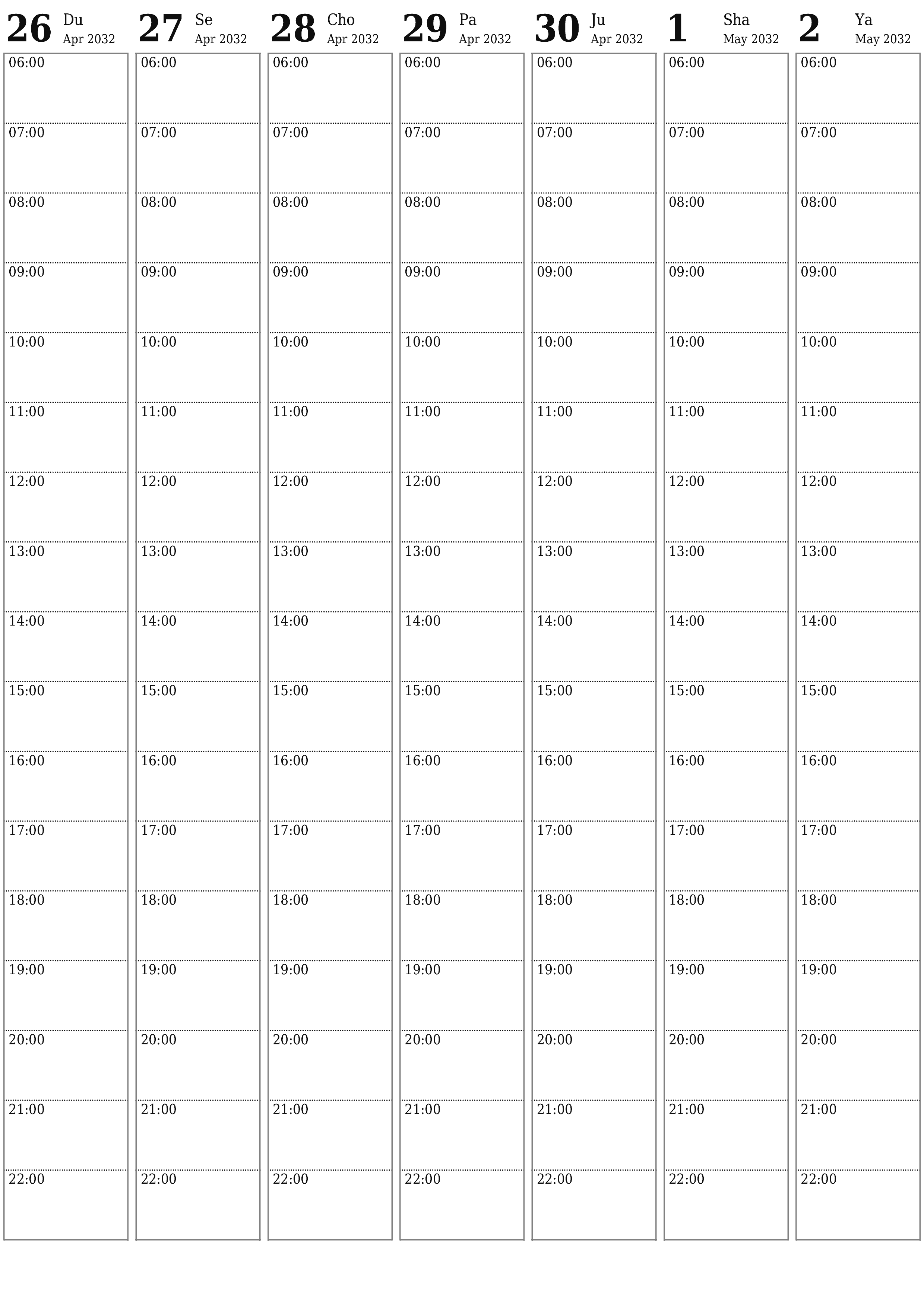 chop etiladigan devor taqvimi shabloni bepul vertikal Haftalik rejalashtiruvchi kalendar May (May) 2032