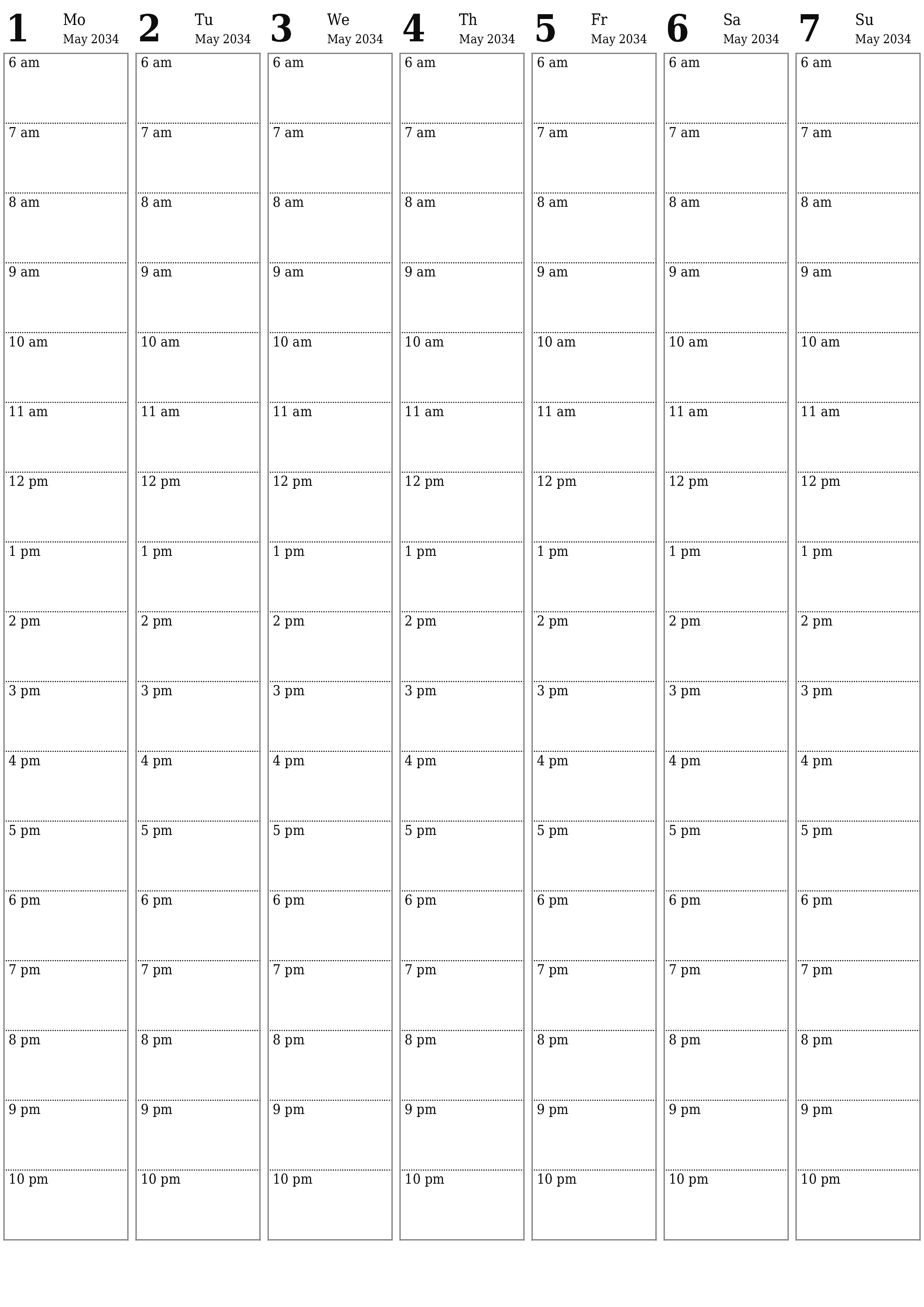printable wall template free vertical Weekly planner calendar May (May) 2034
