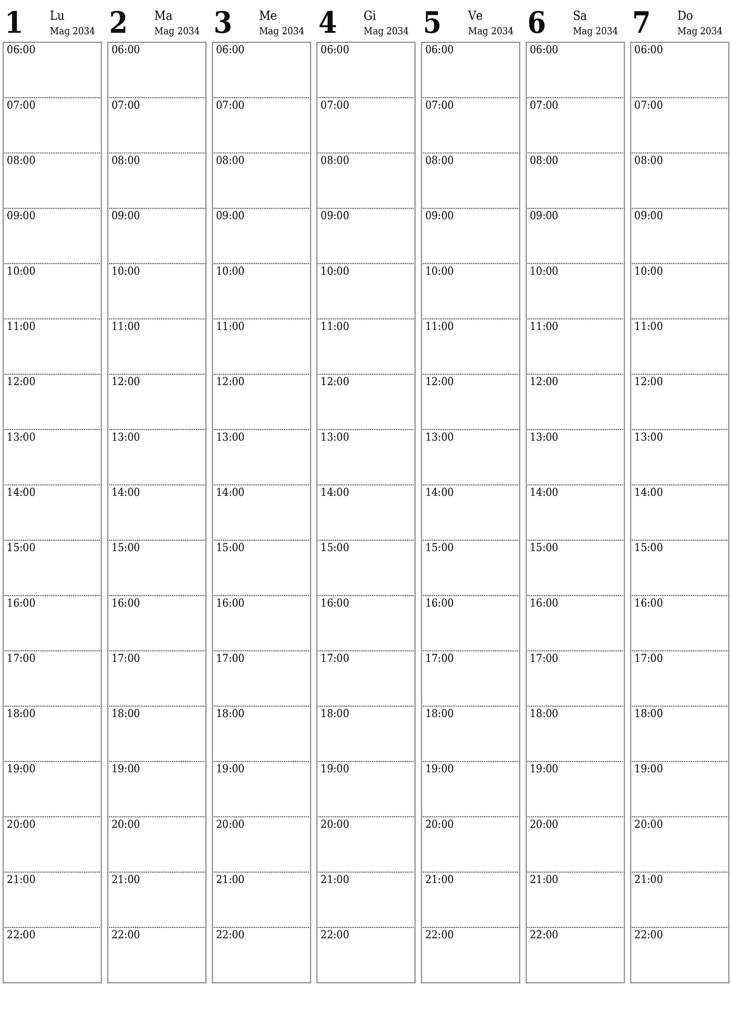  stampabile da parete modello di gratuitoverticale Settimanale pianificatore calendario Maggio (Mag) 2034