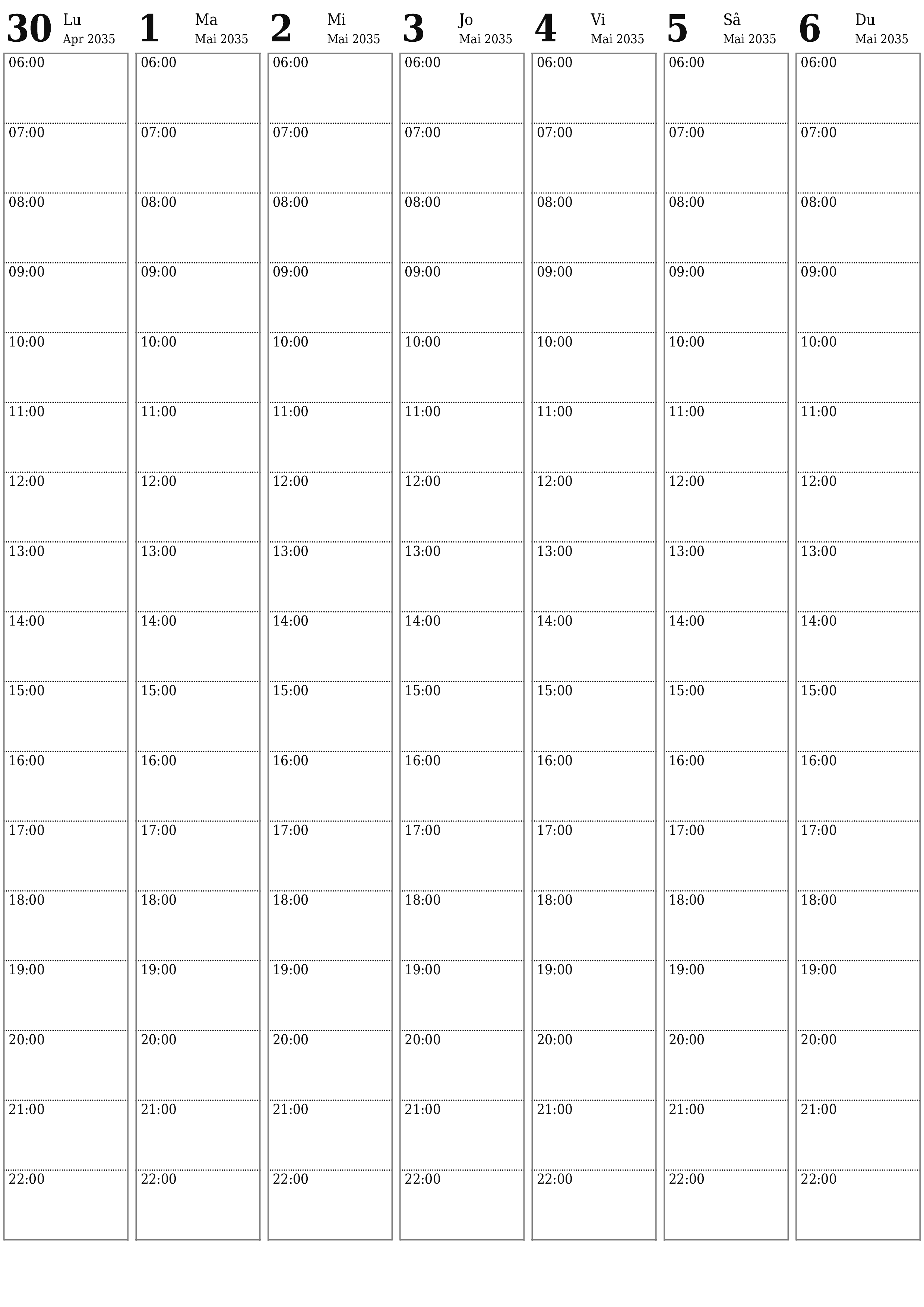  imprimabil de perete șablon de gratuitvertical Săptămânal planificator calendar Mai (Mai) 2035