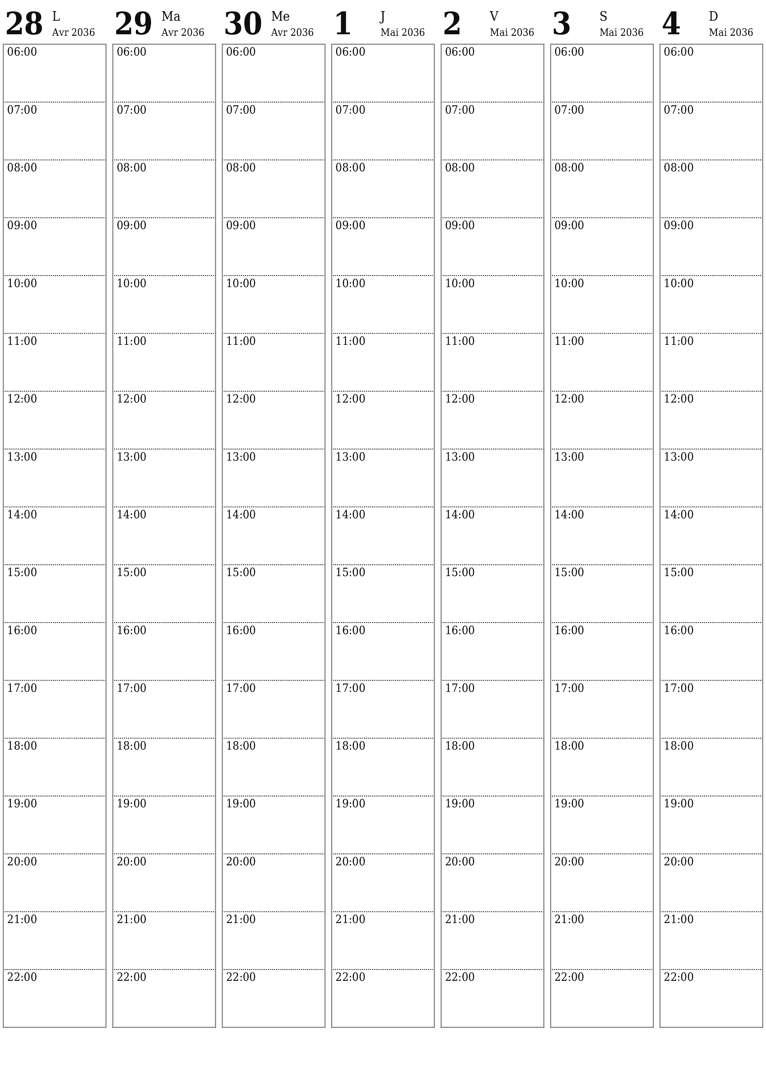 imprimable mural modèle de gratuitverticale Hebdomadaire planificateur calendrier Mai (Mai) 2036