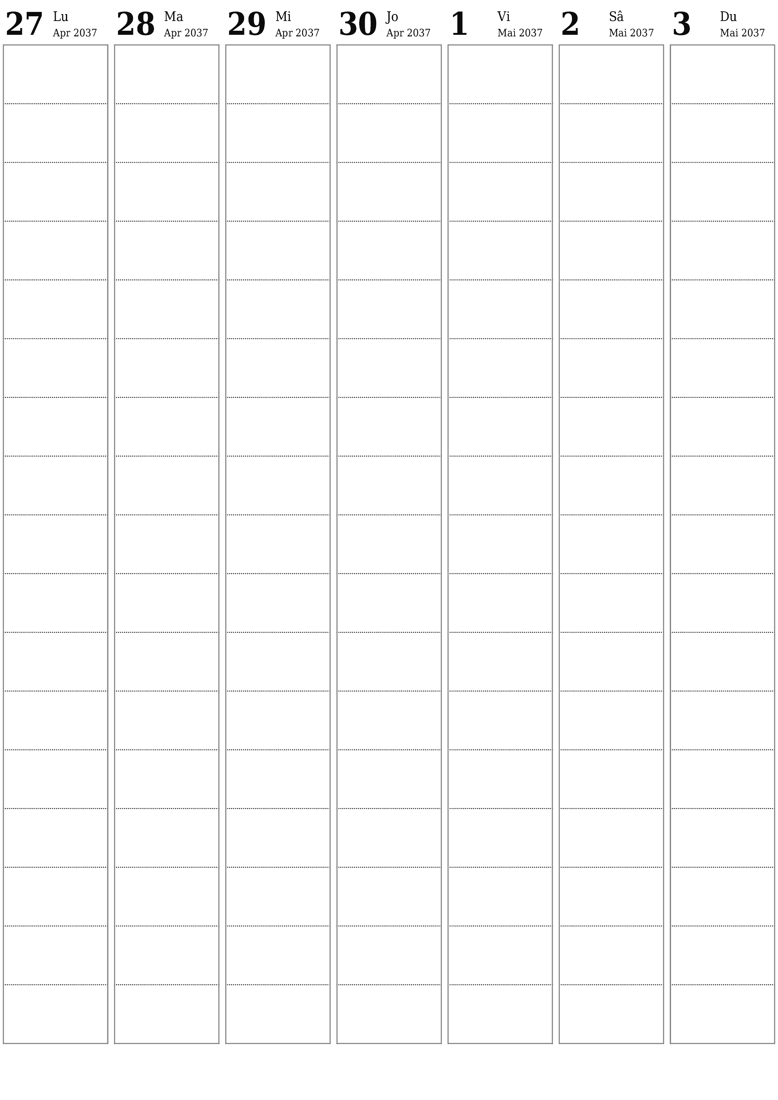  imprimabil de perete șablon de gratuitvertical Săptămânal planificator calendar Mai (Mai) 2037