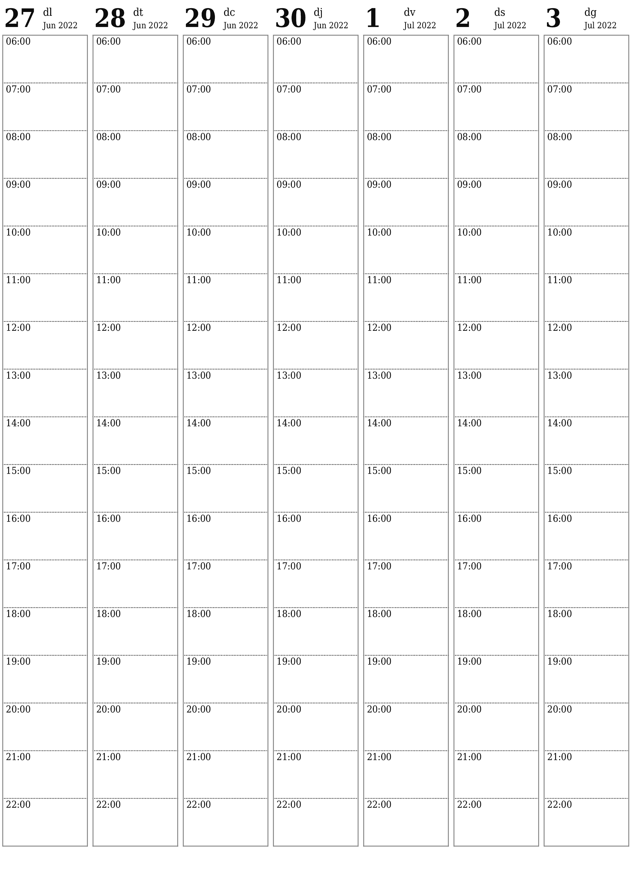 Planificador setmanal buit durant setmanes Juliol 2022 amb notes, deseu-lo i imprimiu-lo en format PDF PNG Catalan