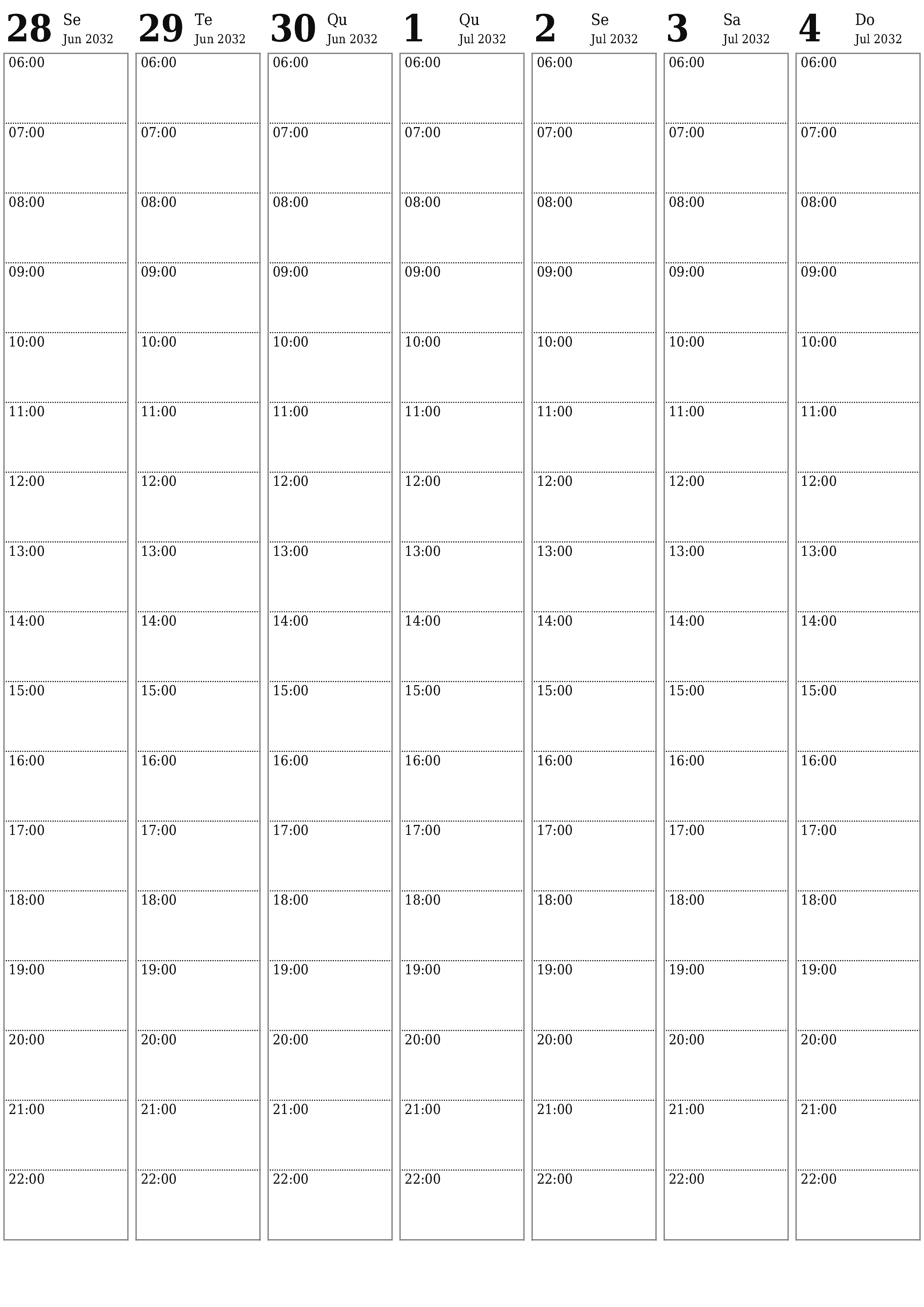  para impressão de parede modelo de grátisvertical Semanal planejador calendário Julho (Jul) 2032