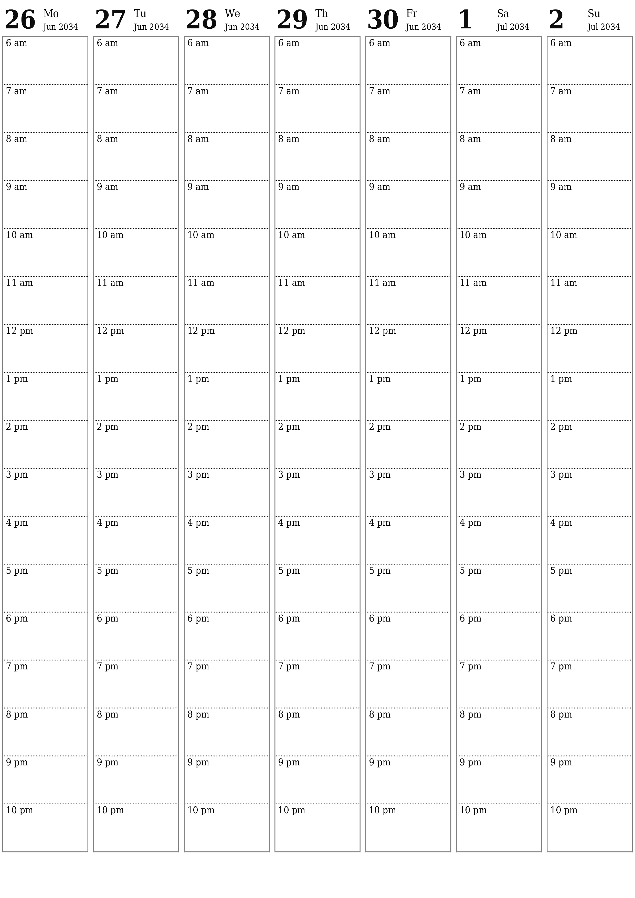 printable wall template free vertical Weekly planner calendar July (Jul) 2034